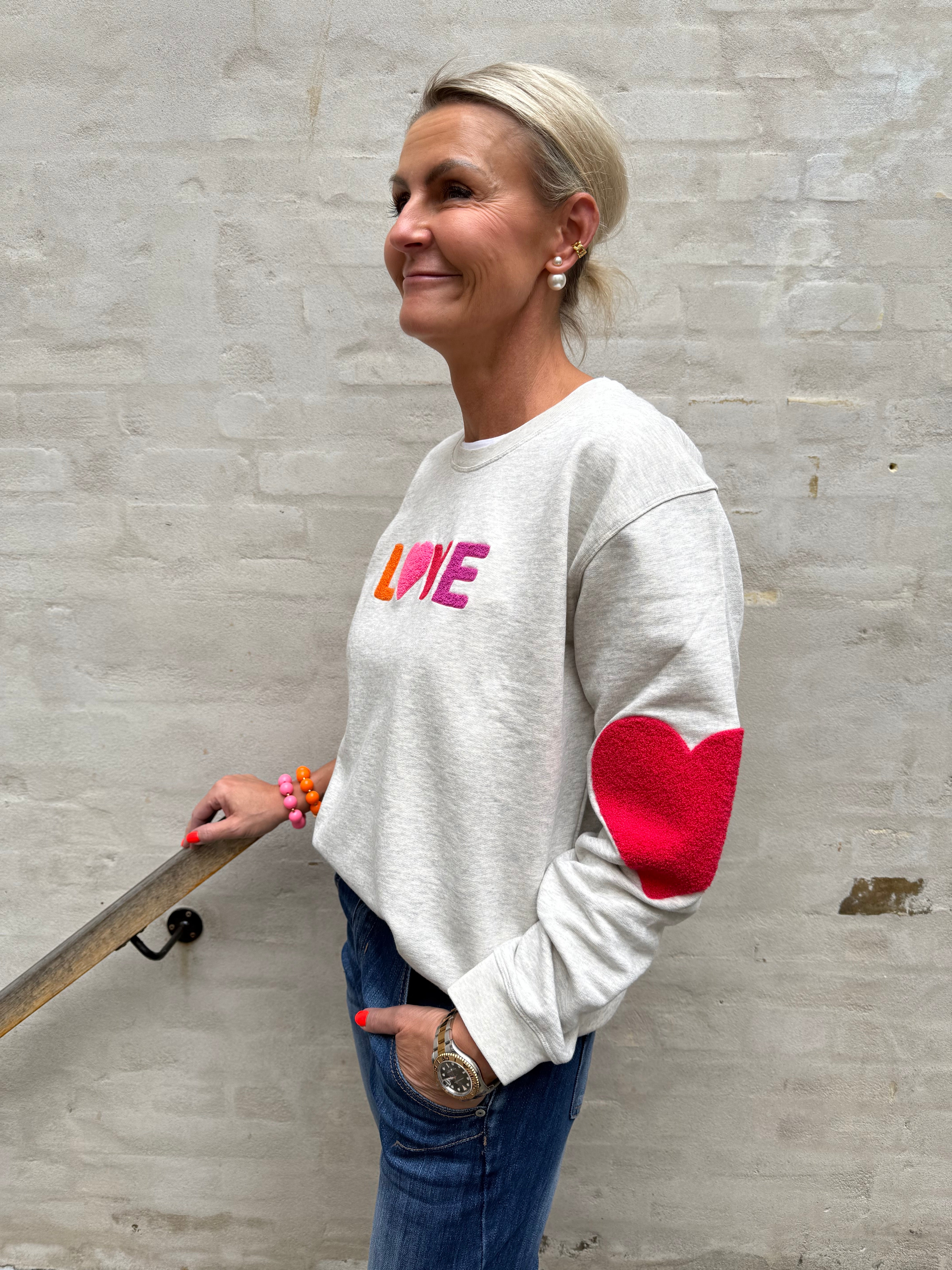 Sweat LOVE - Grey melange with Multi embroidery