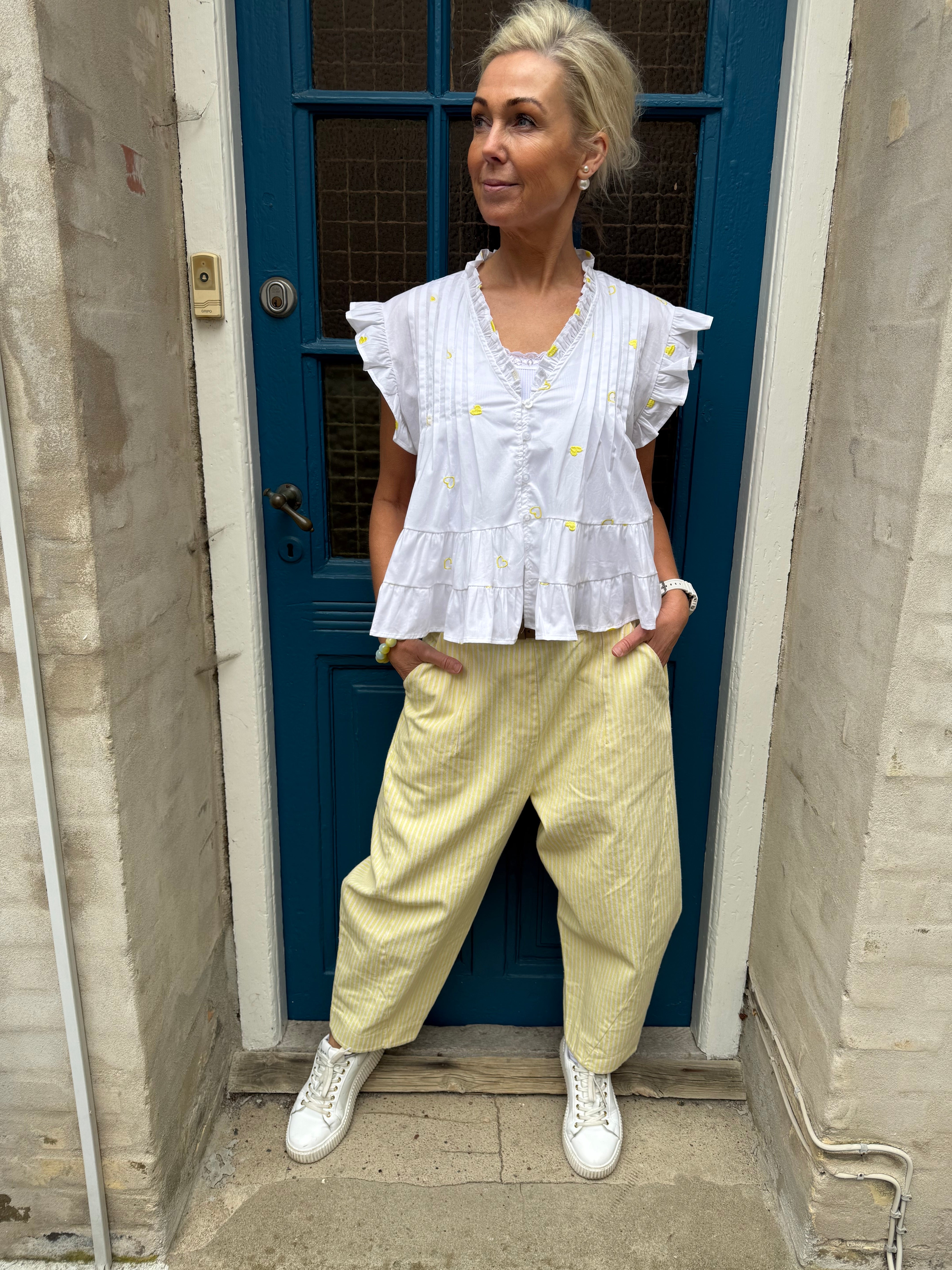 Vera Striped Pants - Striped Yellow