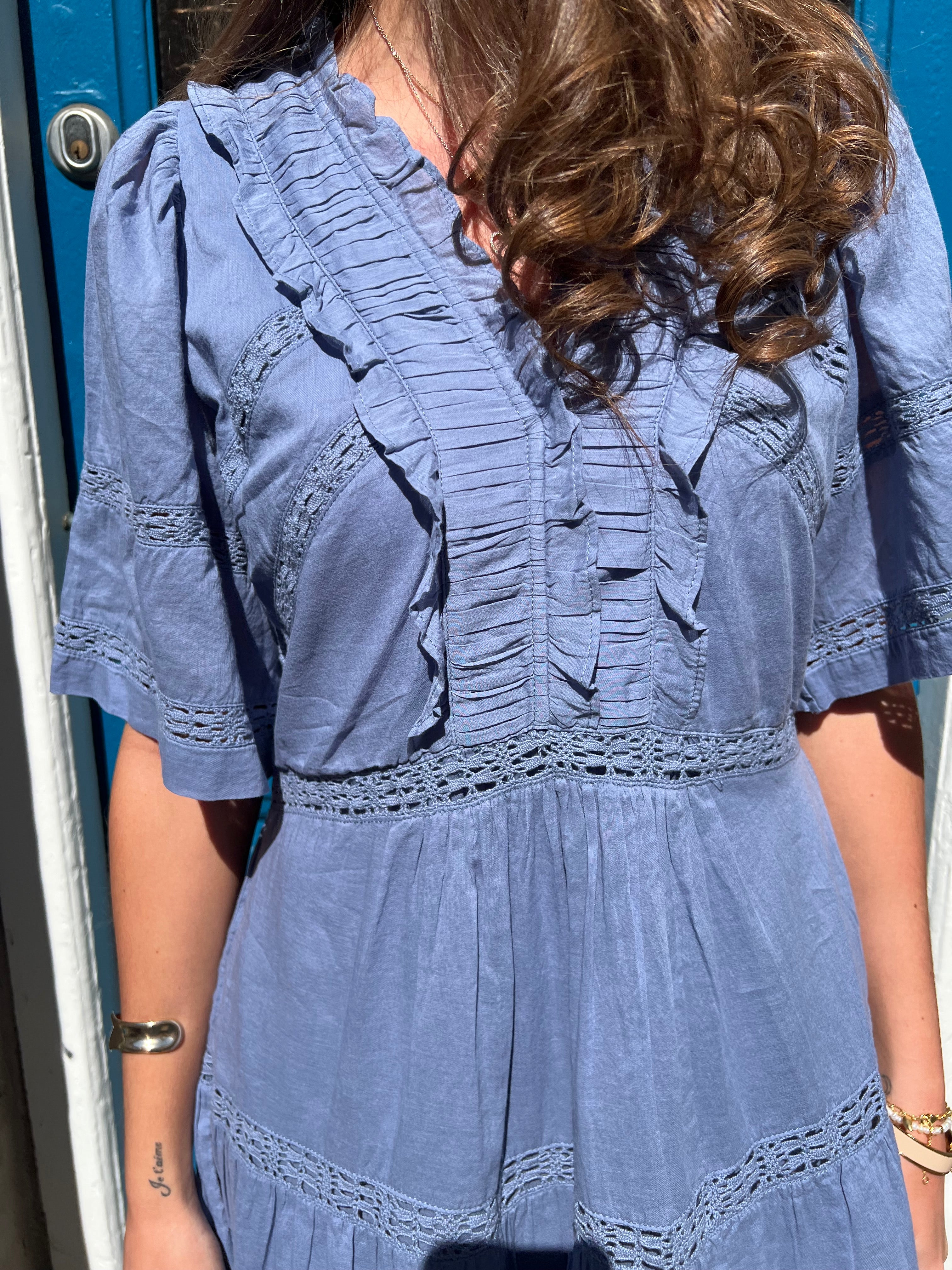 Milene Voile Dress - Smoke Blue