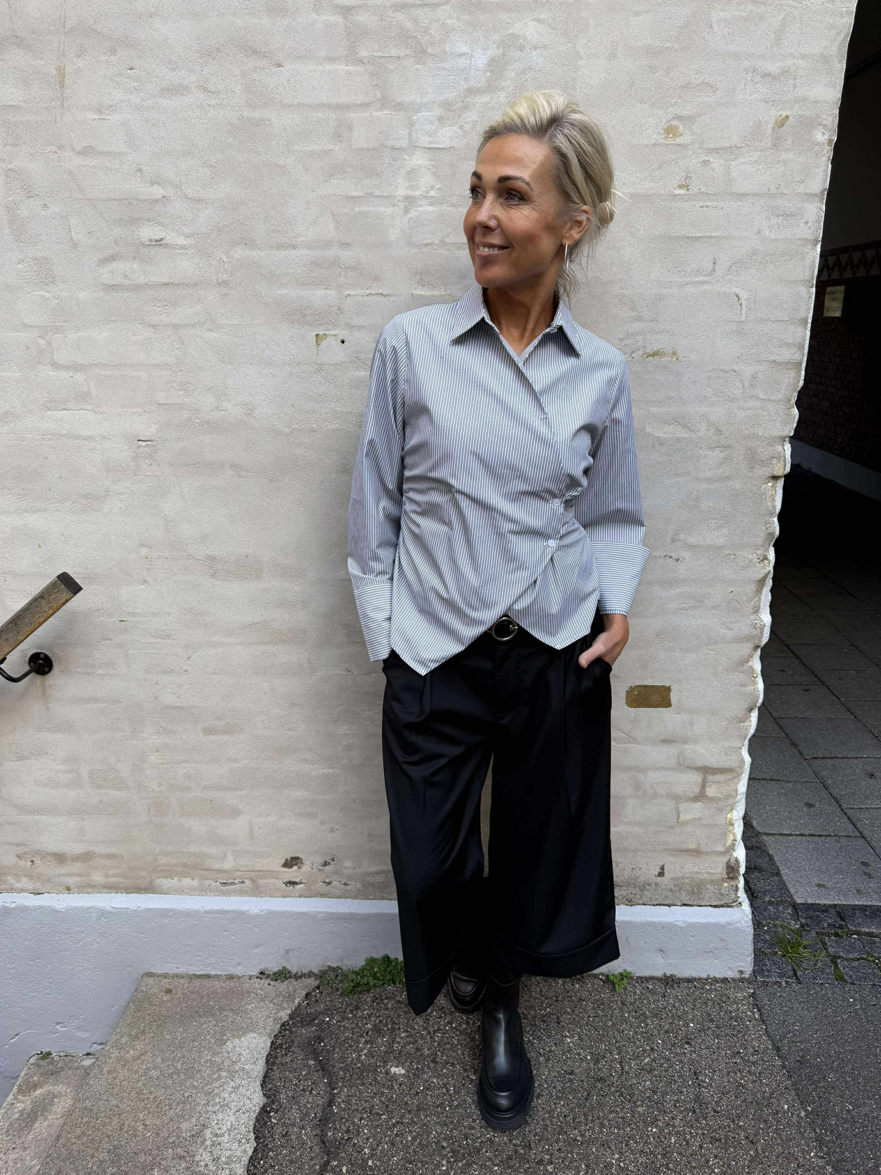 Fenli Striped Shirt - Grey