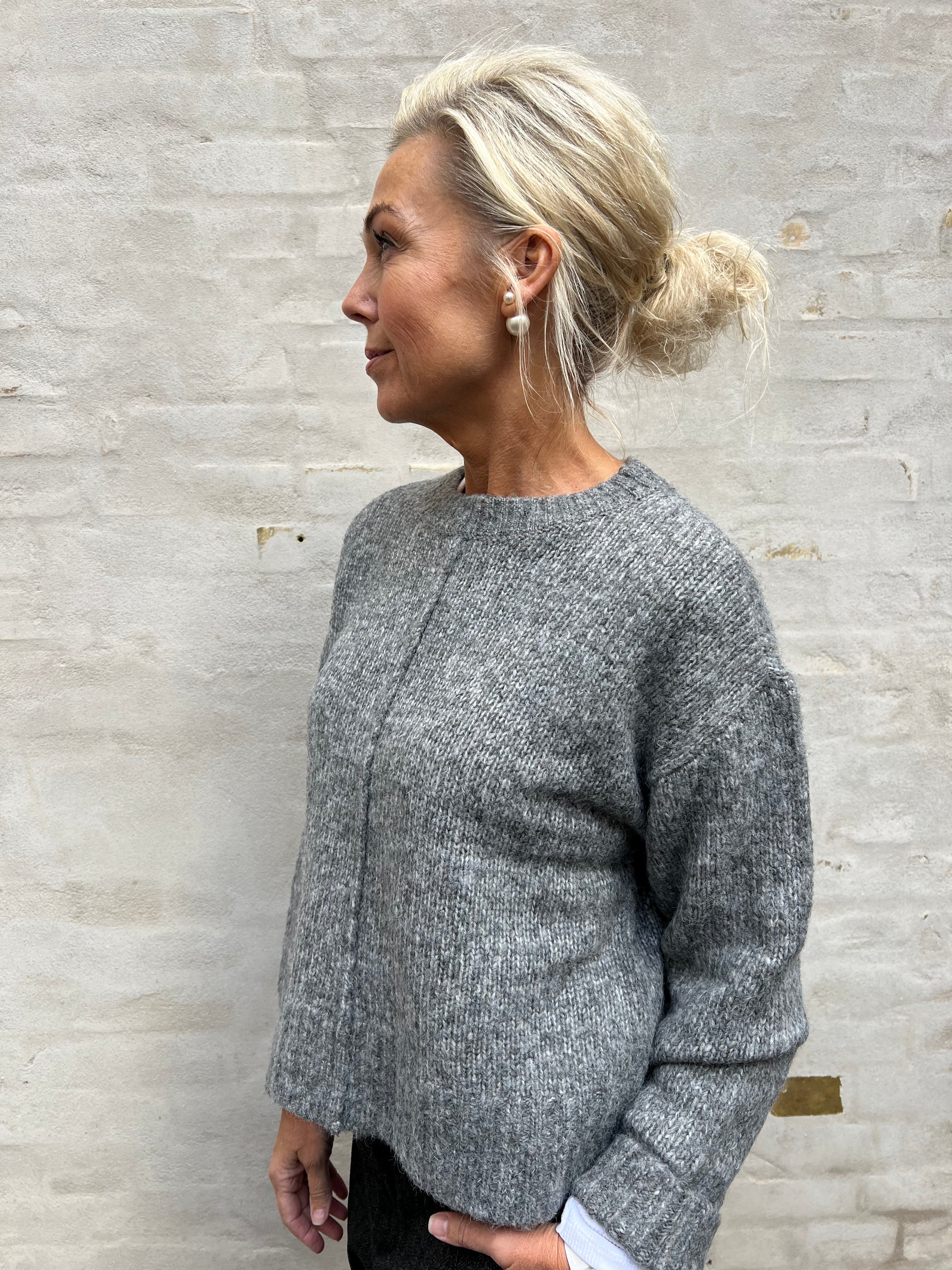 MALONE L/S O-NECK PULLOVER - Medium Grey Melange