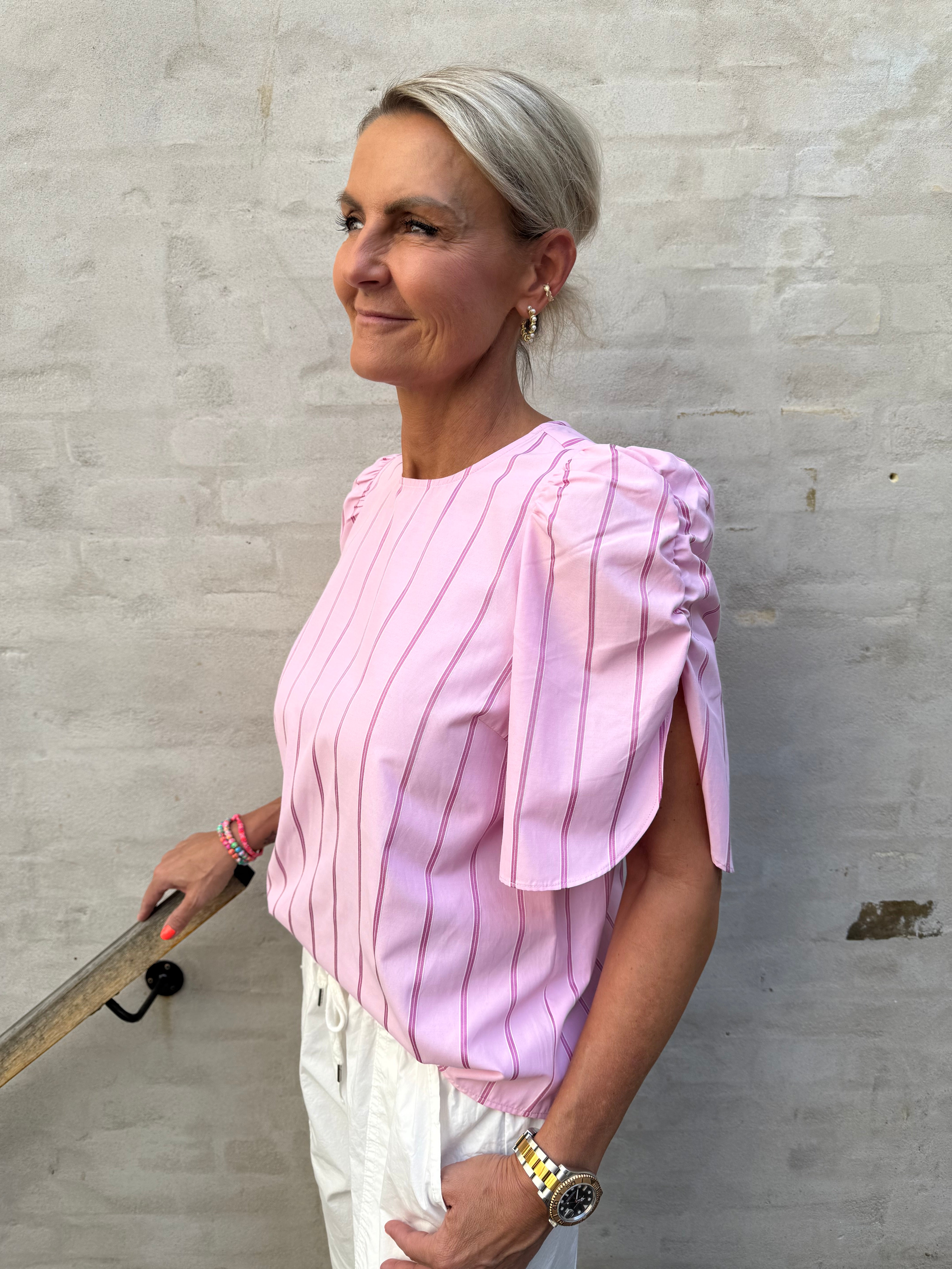 Rosalina Stripe Blouse - Pale Pink