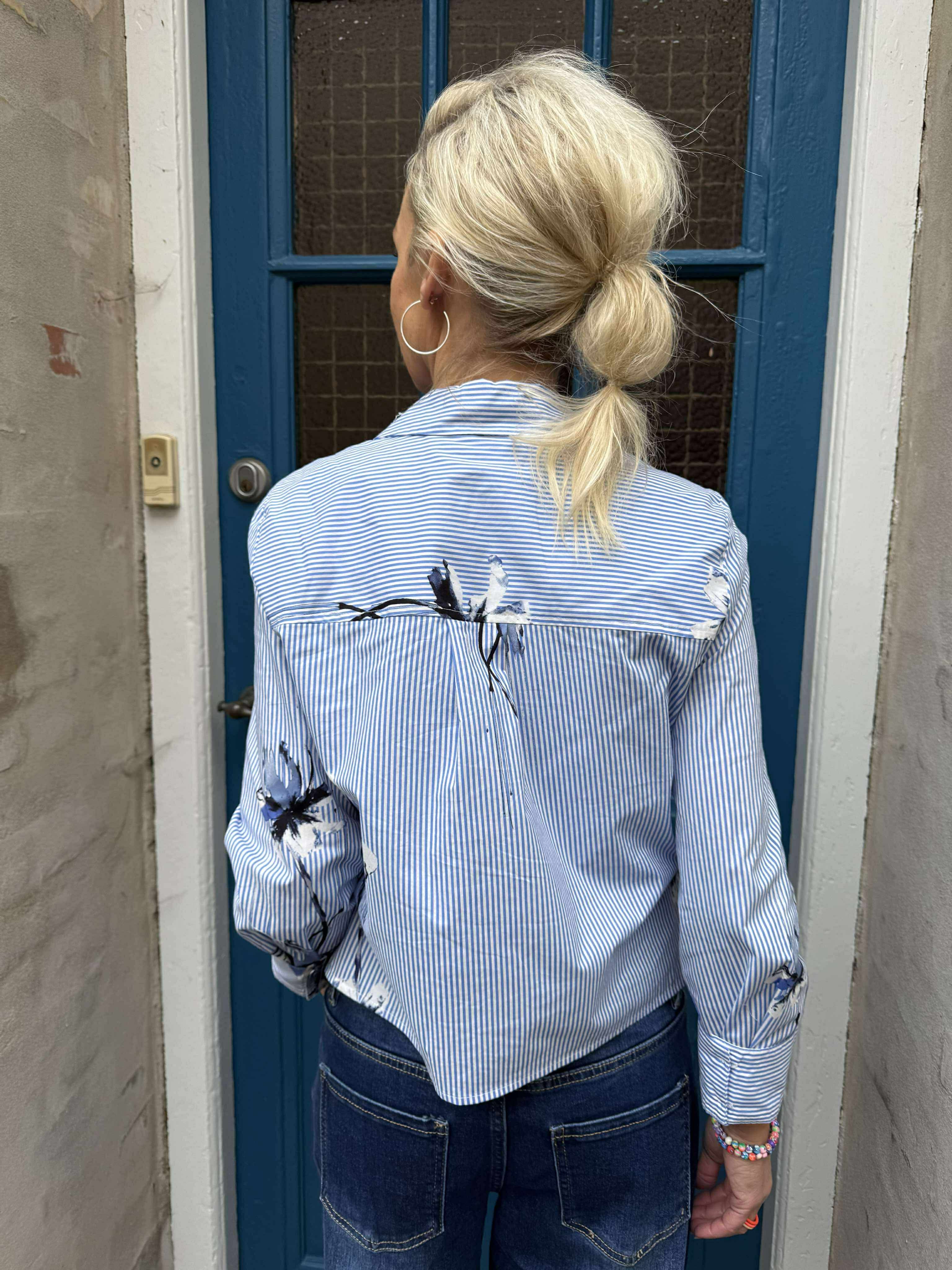 Brila Shirt - Blue Flower Stripe