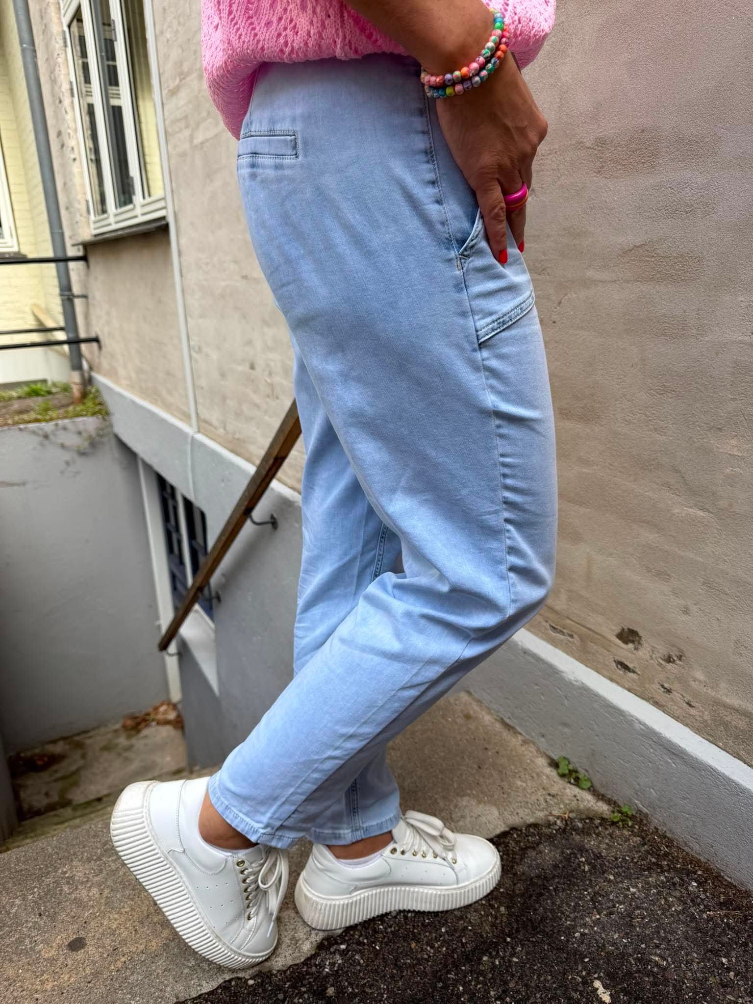 Chino Mid Waist Jeans - Bleached Washed
