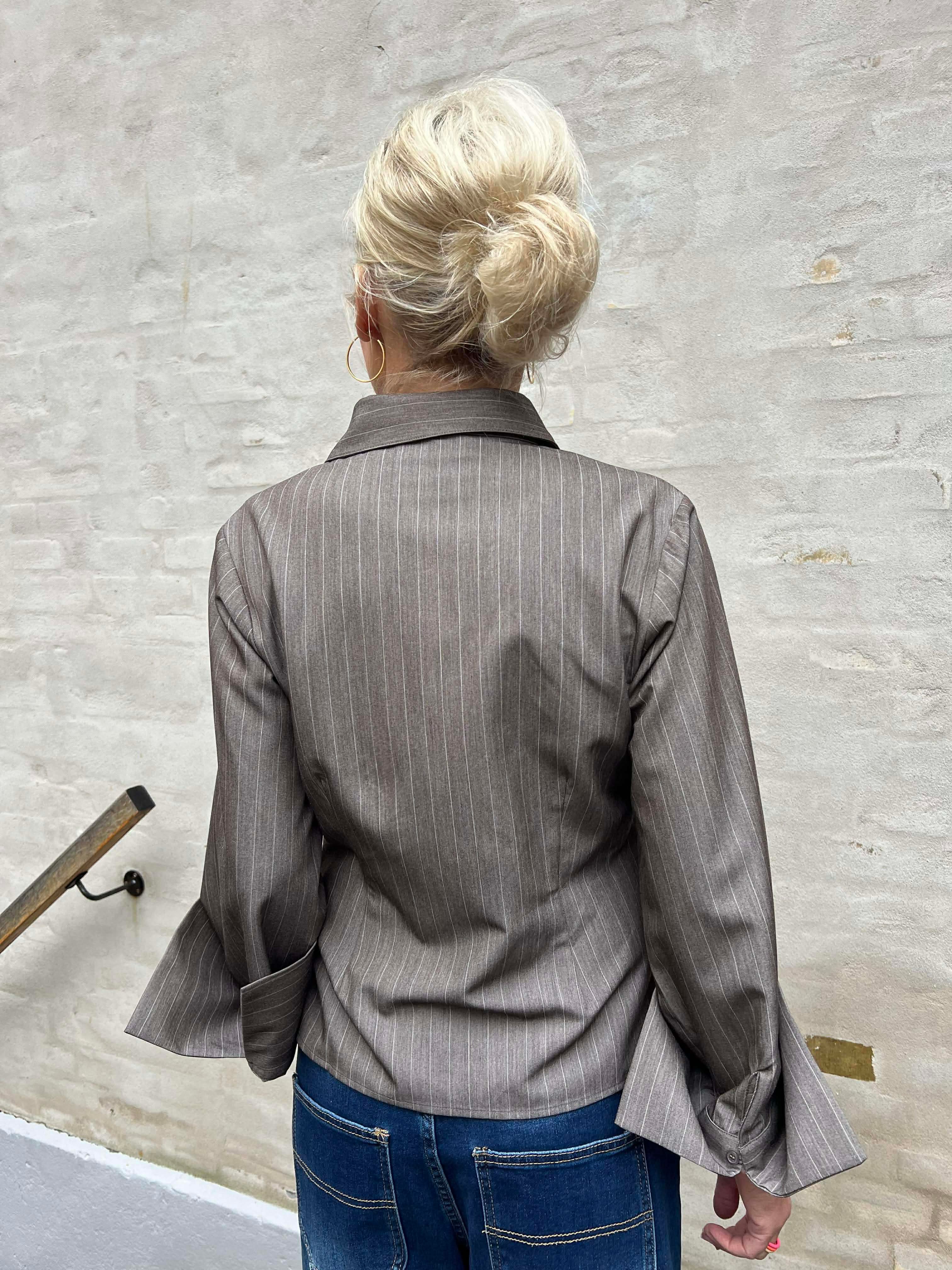 Rosa Pinstripe Melange Shirt - Dusty Brown