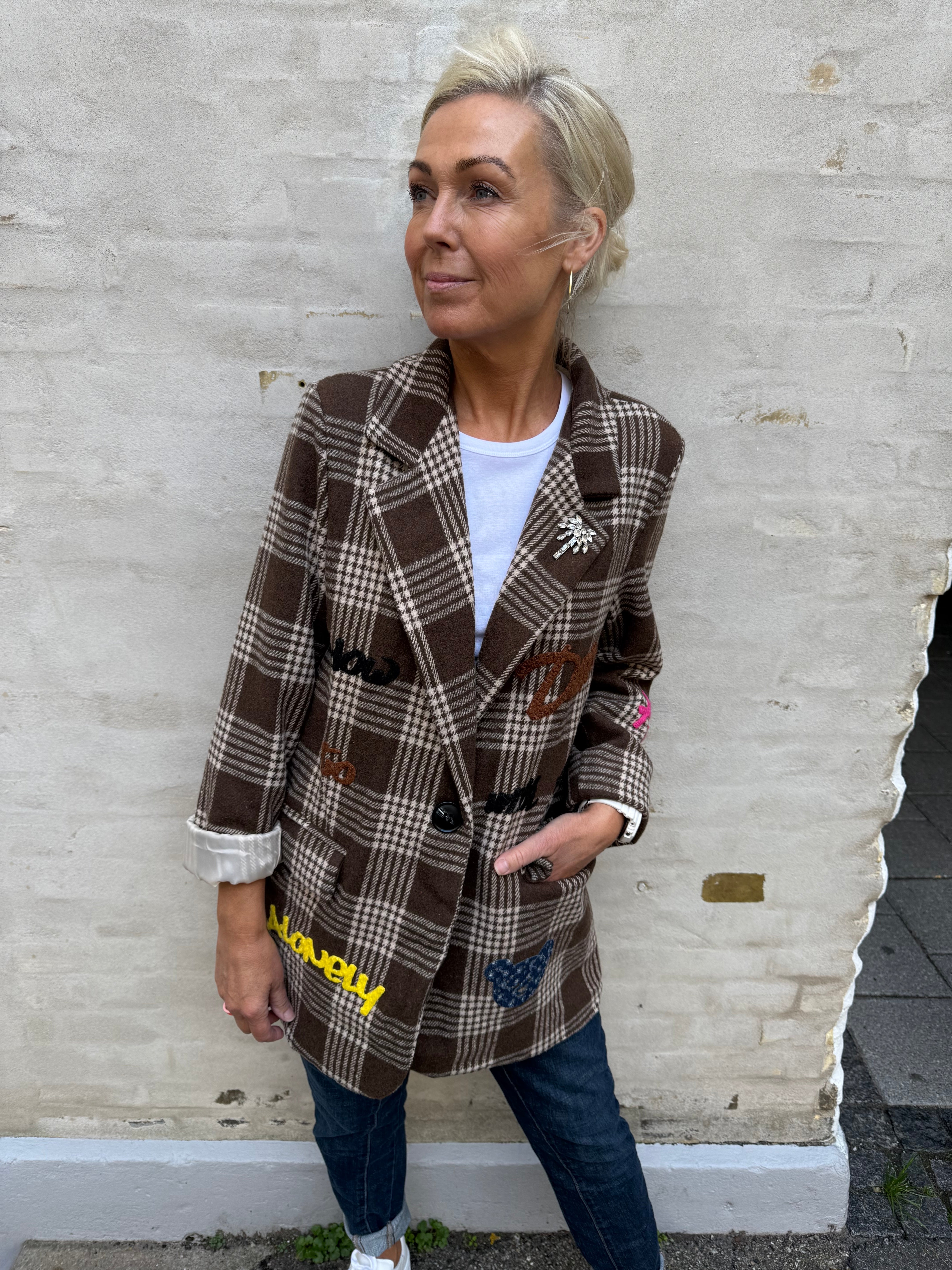 Gia Blazer - Dark Brown Check