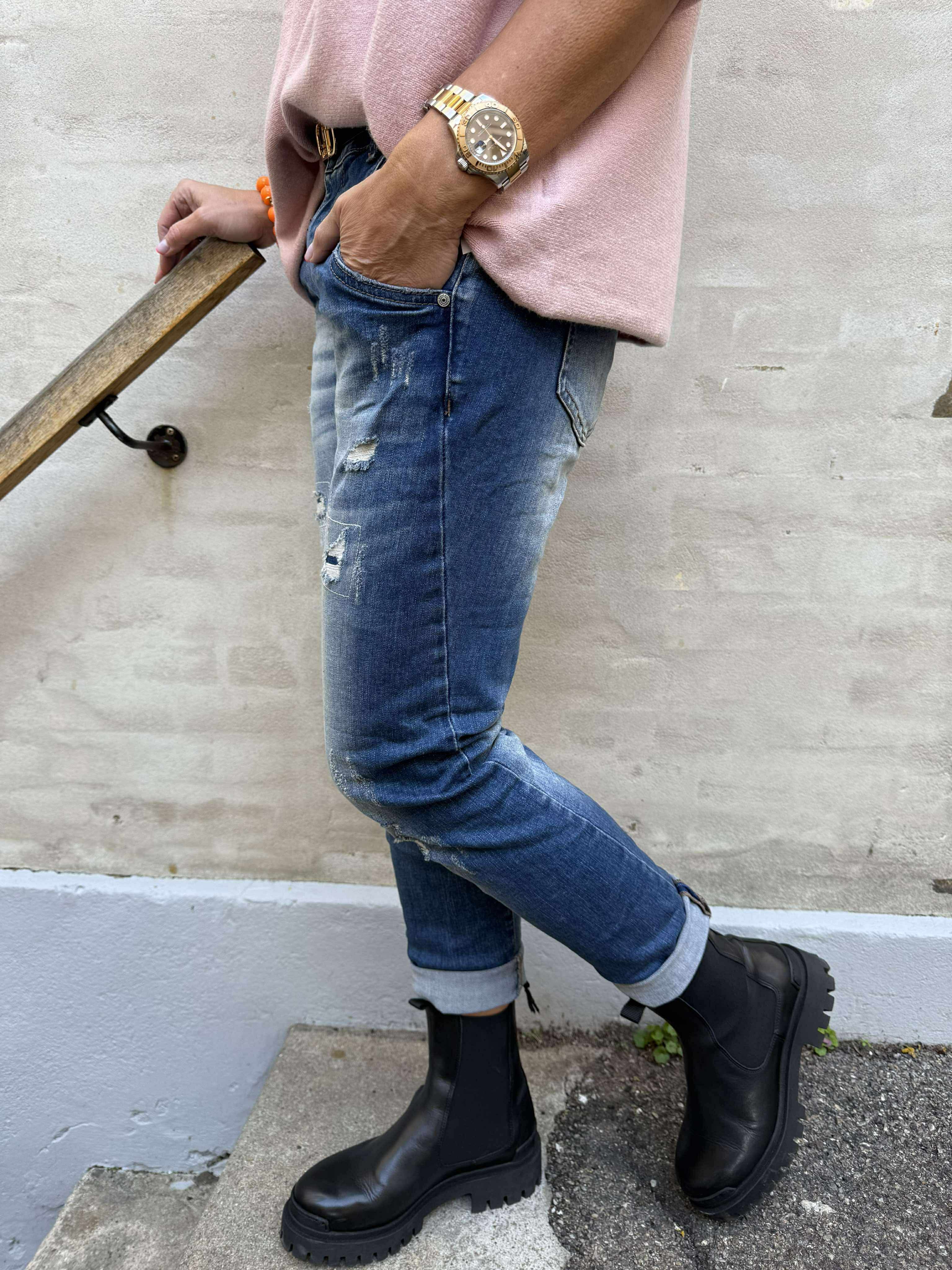 Denim Pants w. Paths - Denim Blue