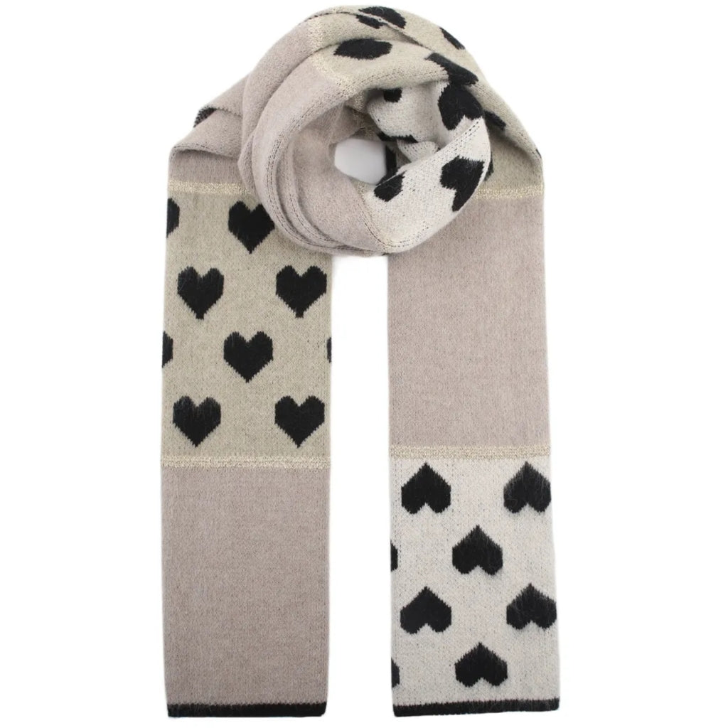 Knitted Heart Scarf - Taupe