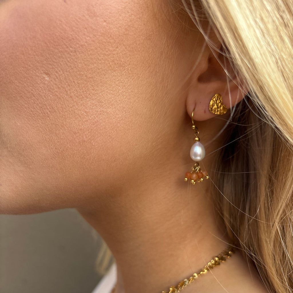 Rustic Heart Earstud - 18 karat guldbelagt