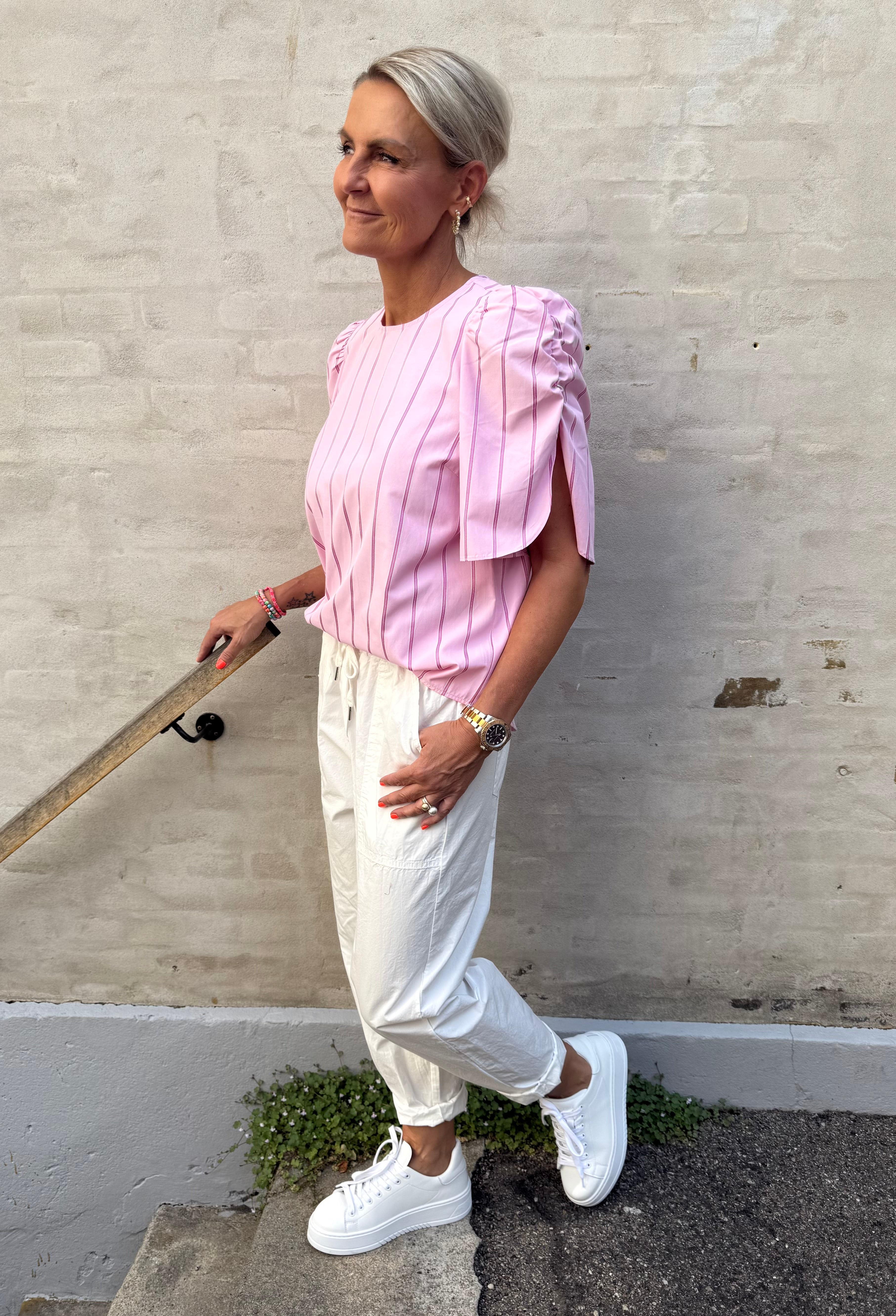 Rosalina Stripe Blouse - Pale Pink