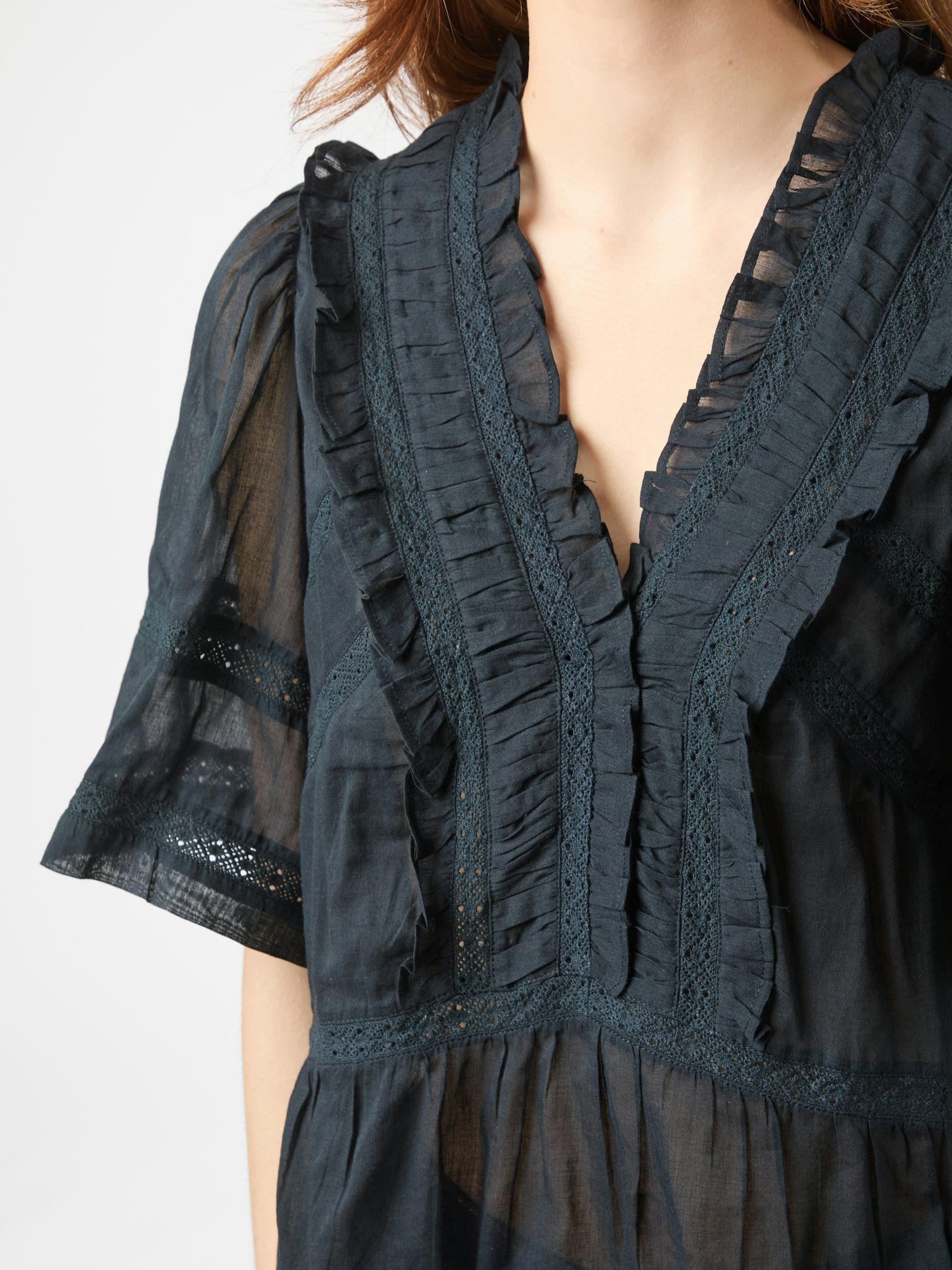 Evienne S Voile Top - Navy