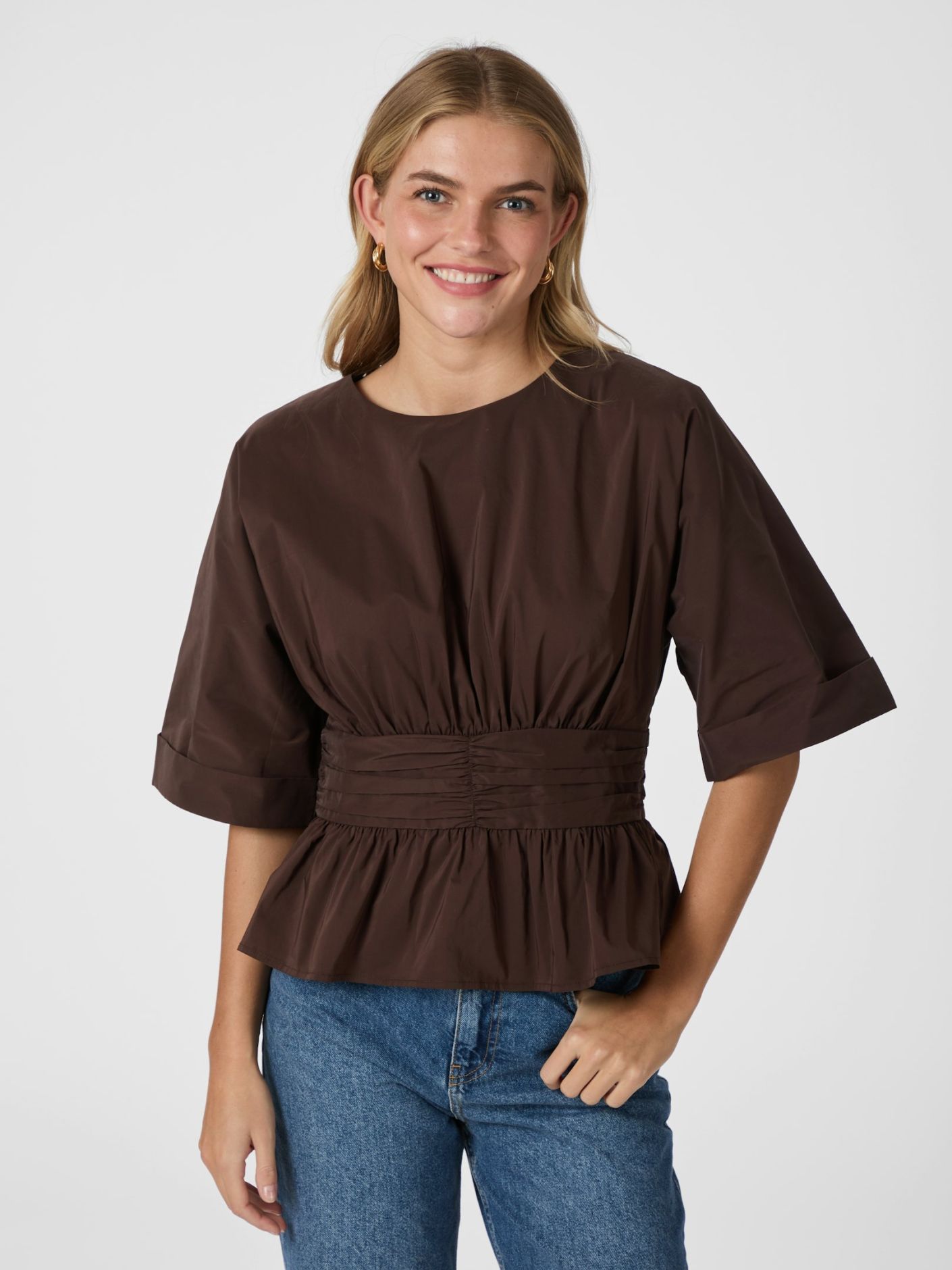 Annegret Poplin Blouse Chocolate Brown