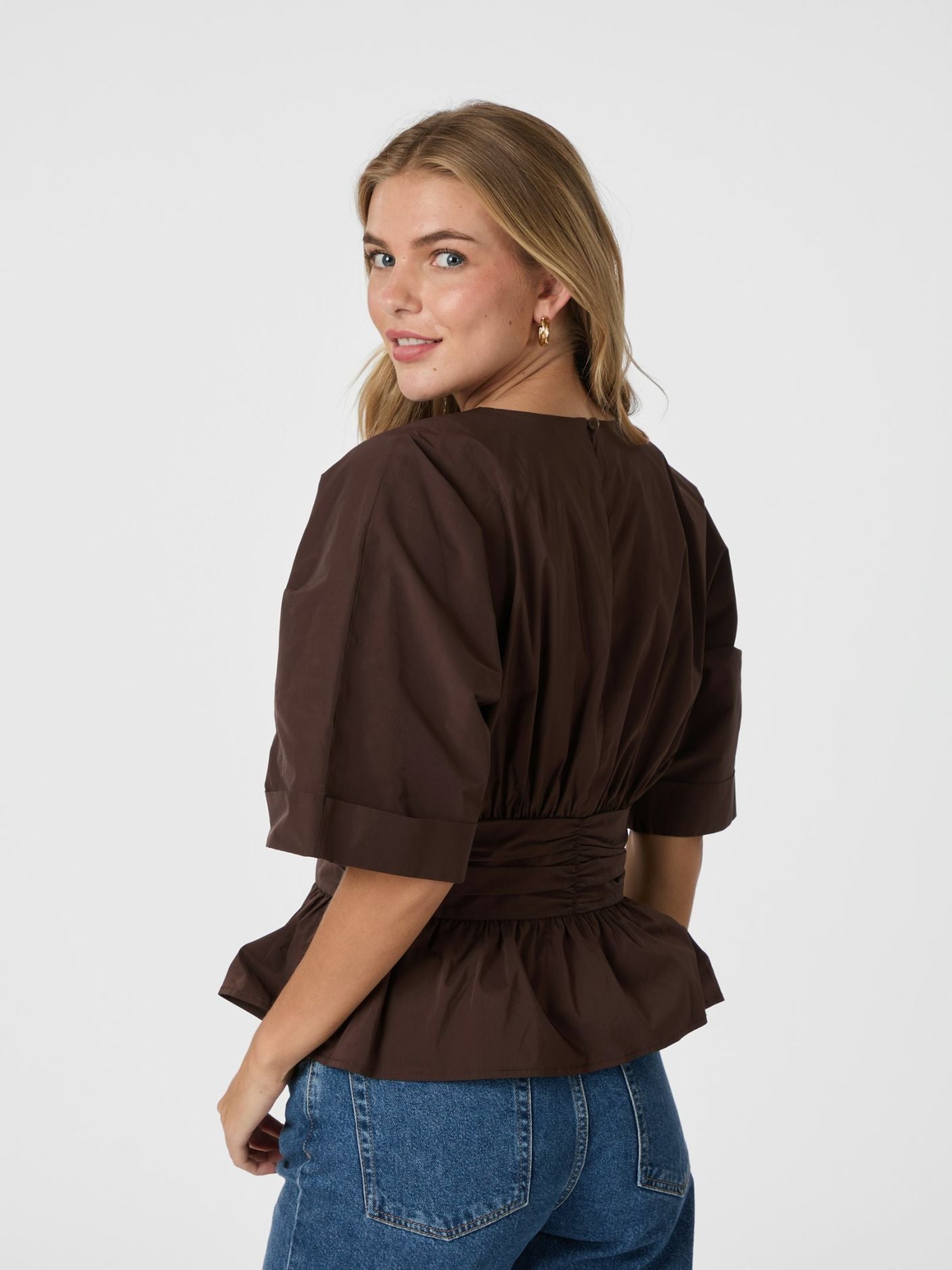 Annegret Poplin Blouse Chocolate Brown