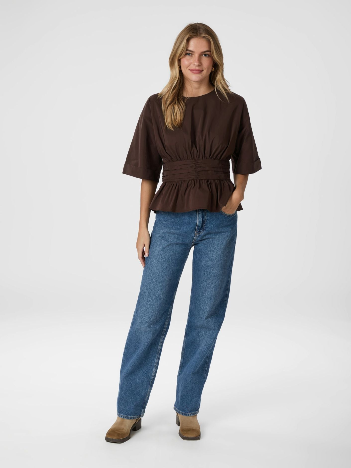 Annegret Poplin Blouse Chocolate Brown