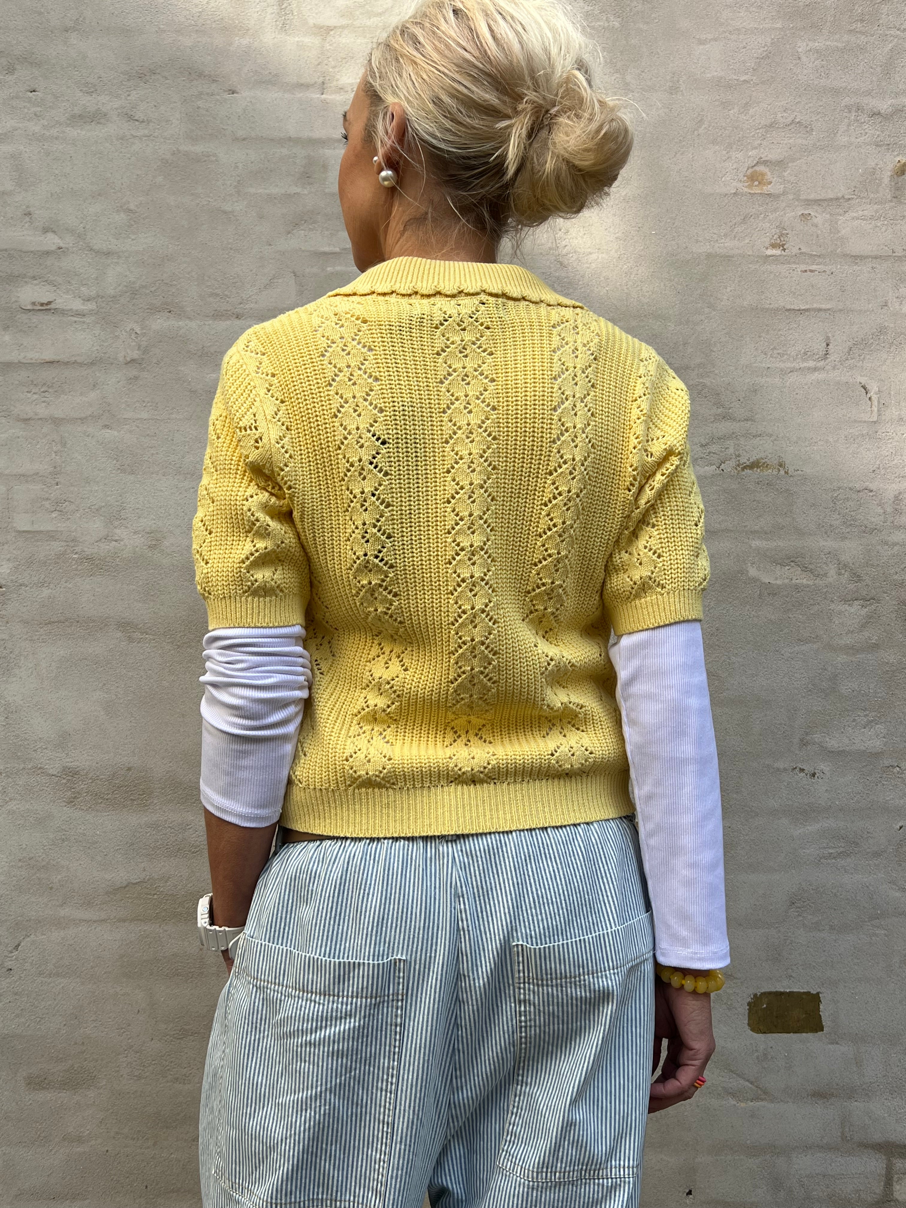 DARIA SS Poloneck Cardigan - Golden Haze W. MELANGE