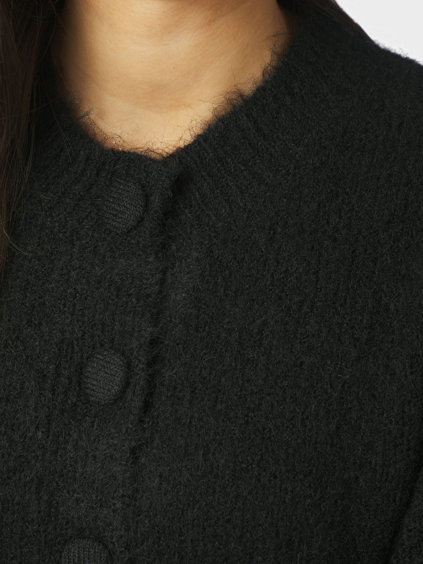 Gio Fluffy Knit Cardigan - Black