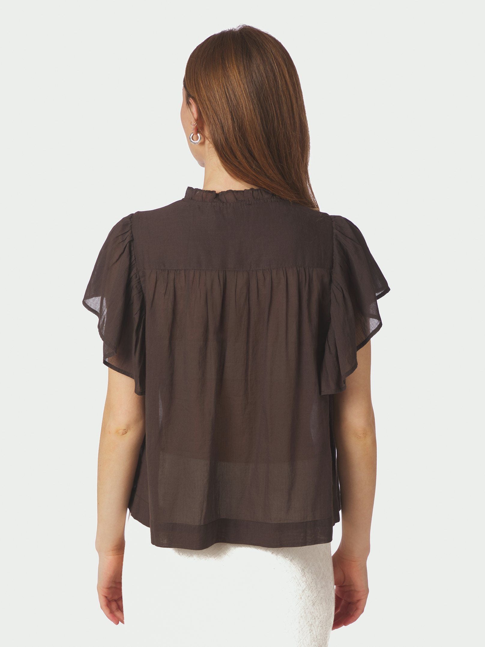 Jayla S Voile Topp - Mörkbrun
