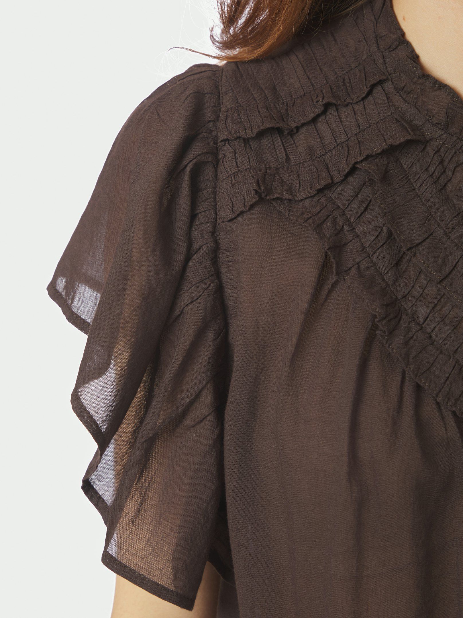 Jayla S Voile Topp - Mörkbrun