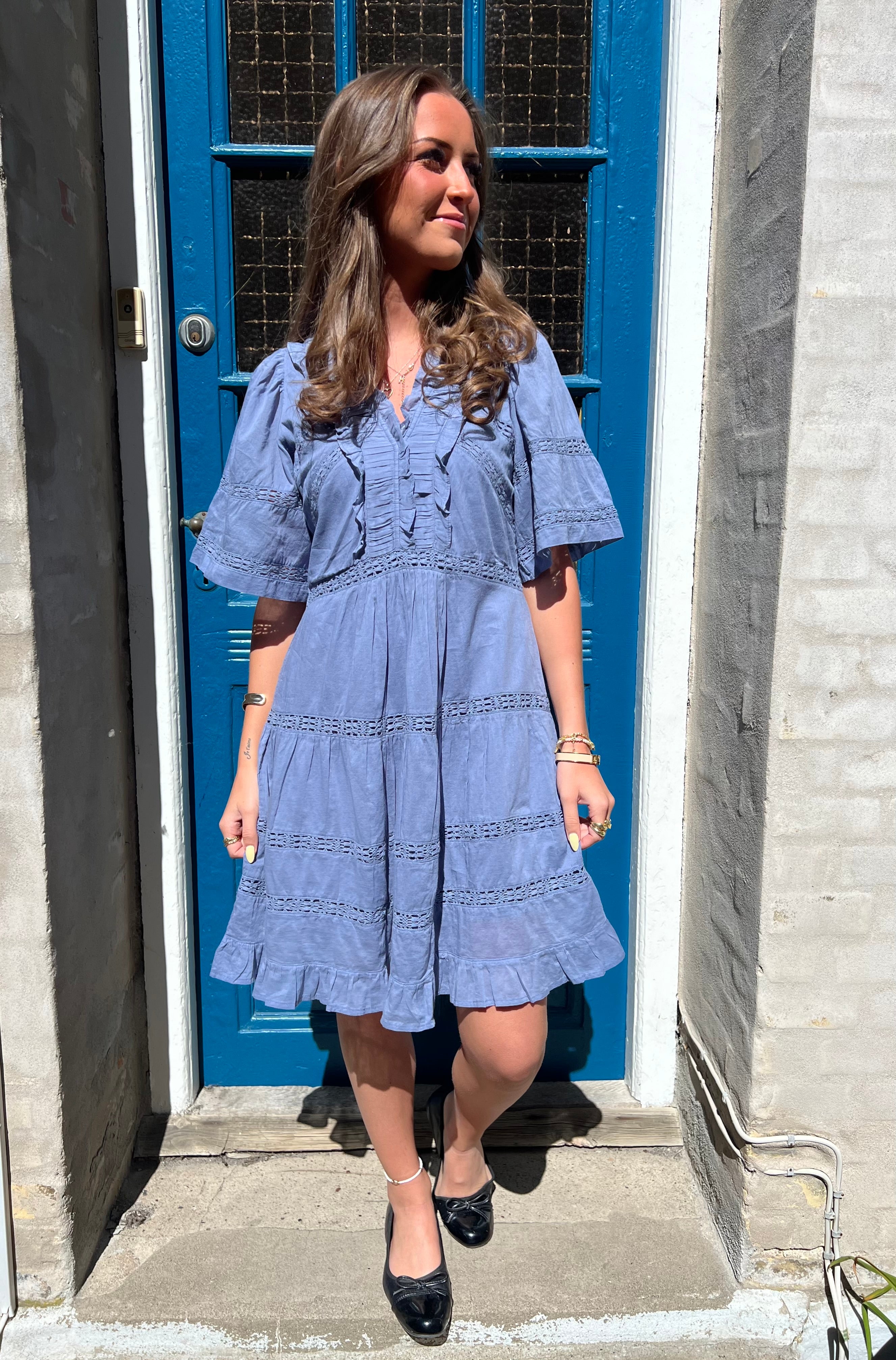 Milene Voile Dress - Smoke Blue