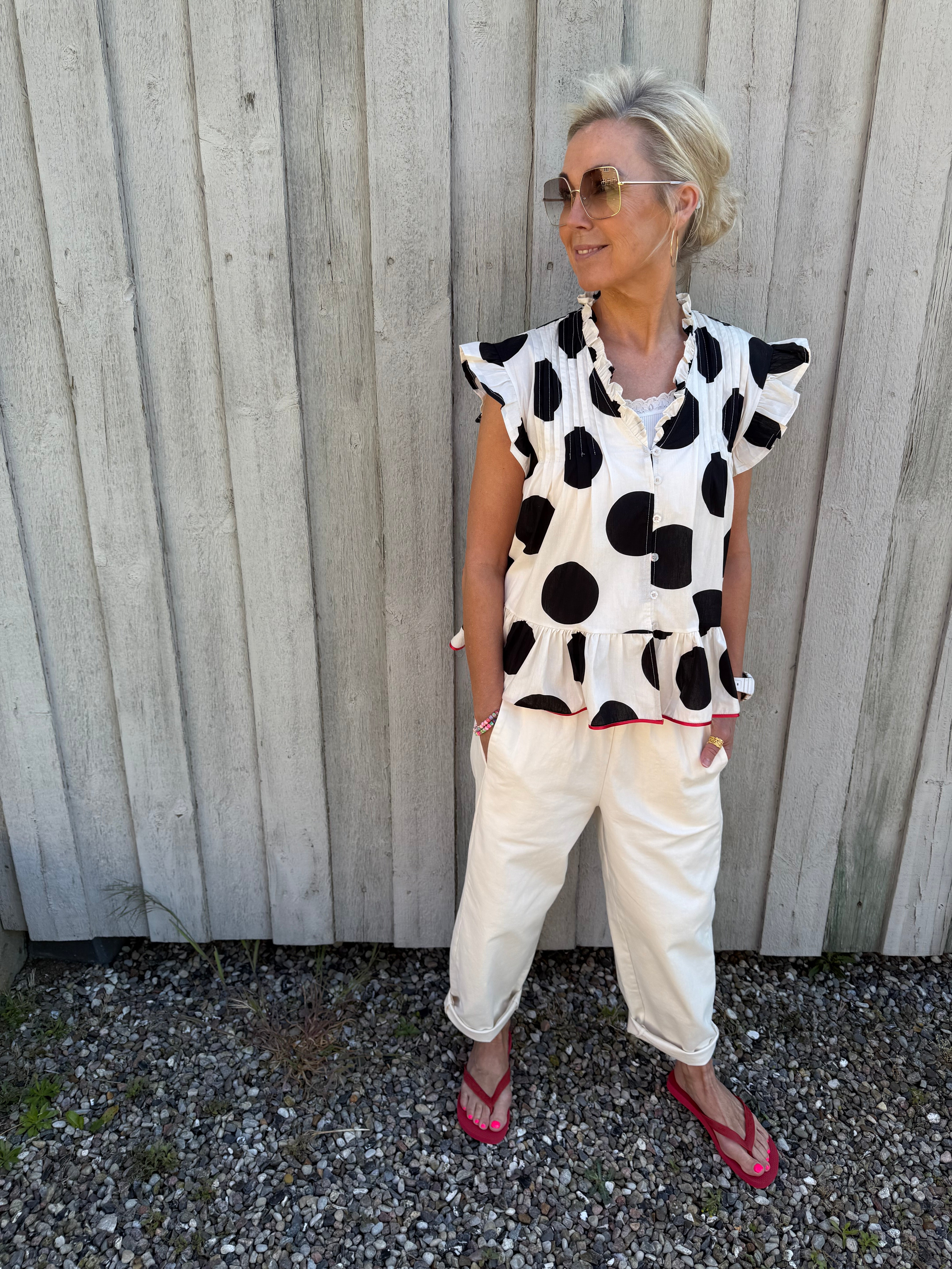 Ciamia Blouse - White/Black/Red