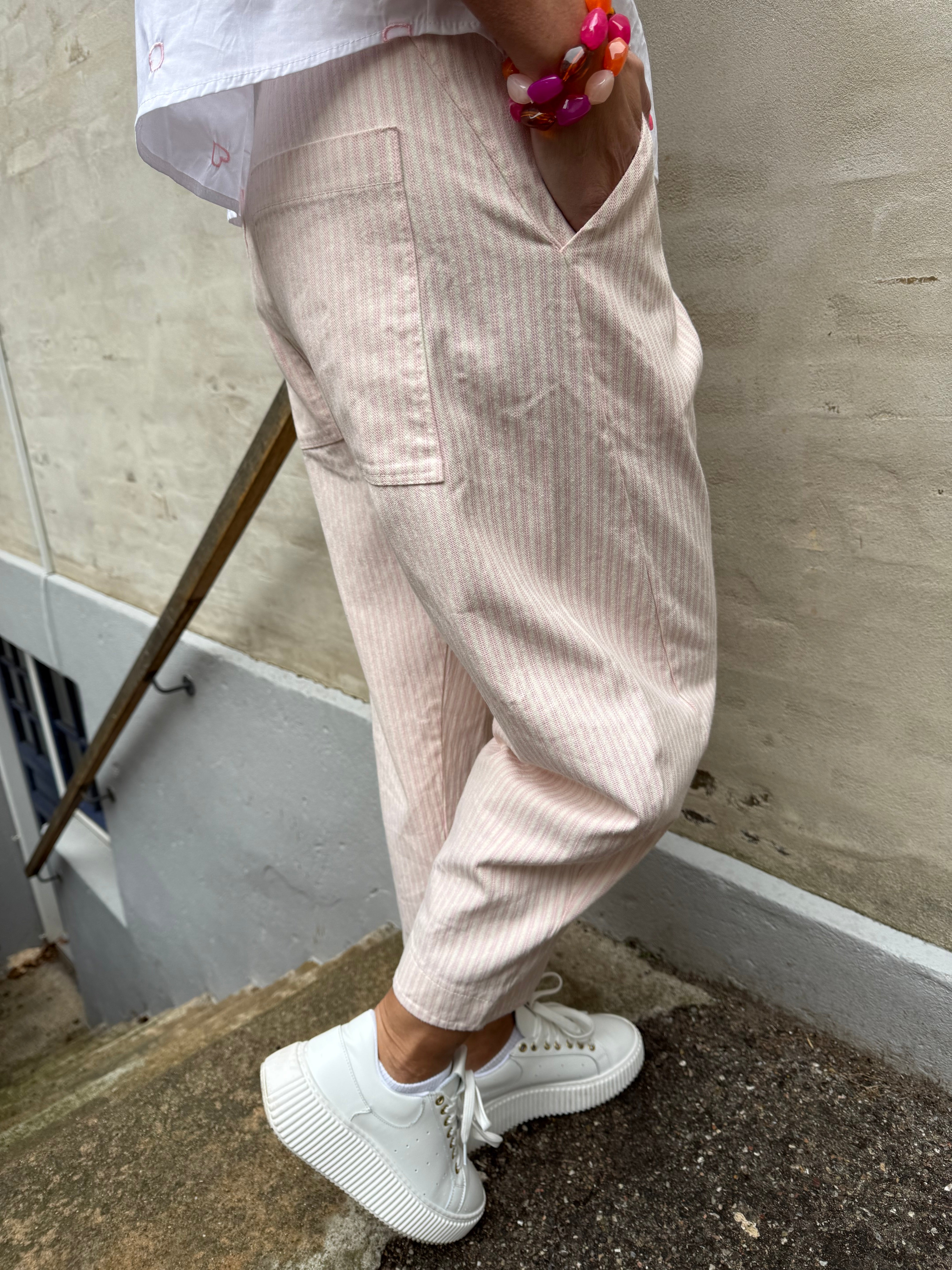 Vera Striped Pants - Striped Pink