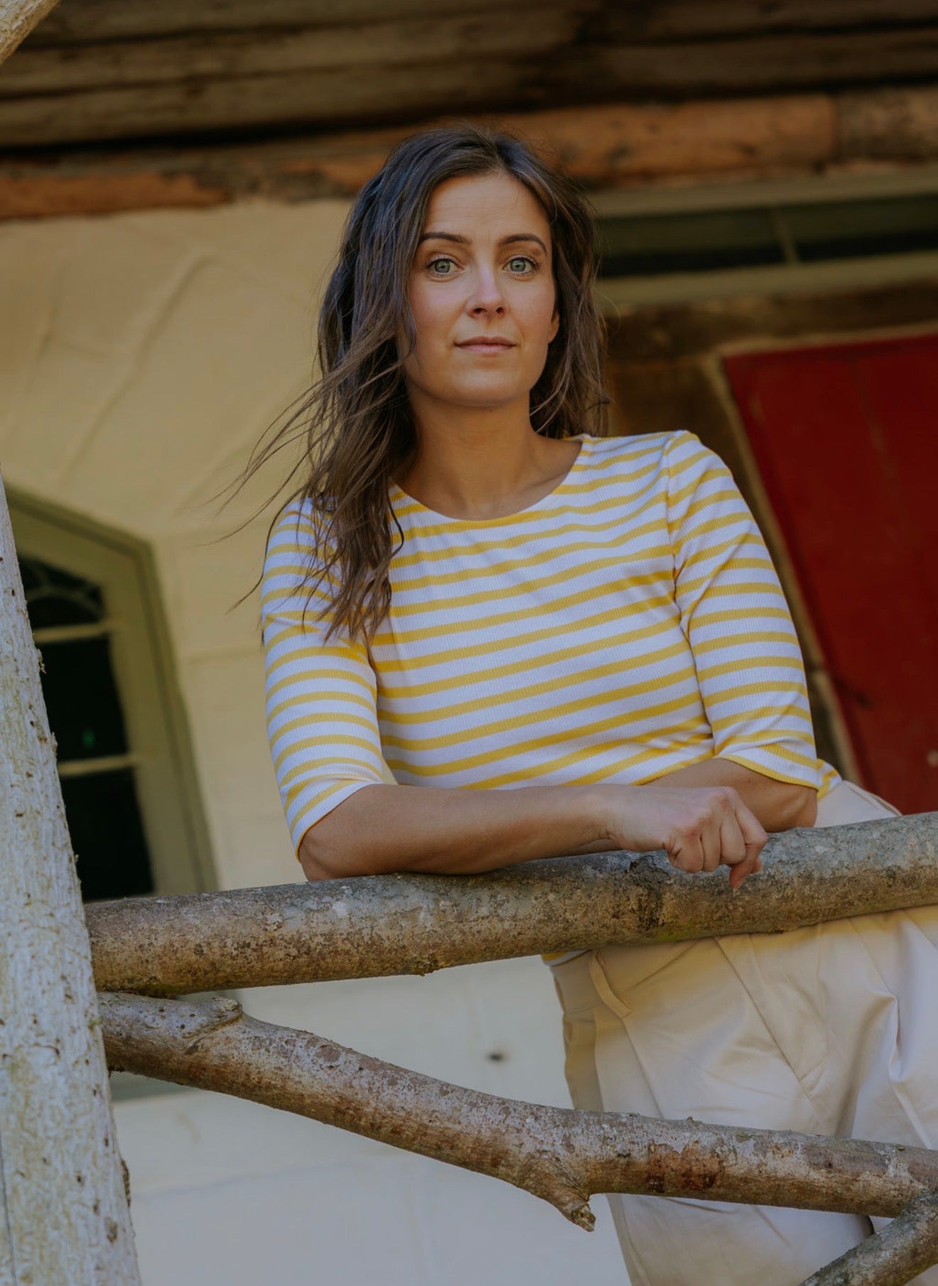 Everyday Stripes SS Blouse - White/Yellow