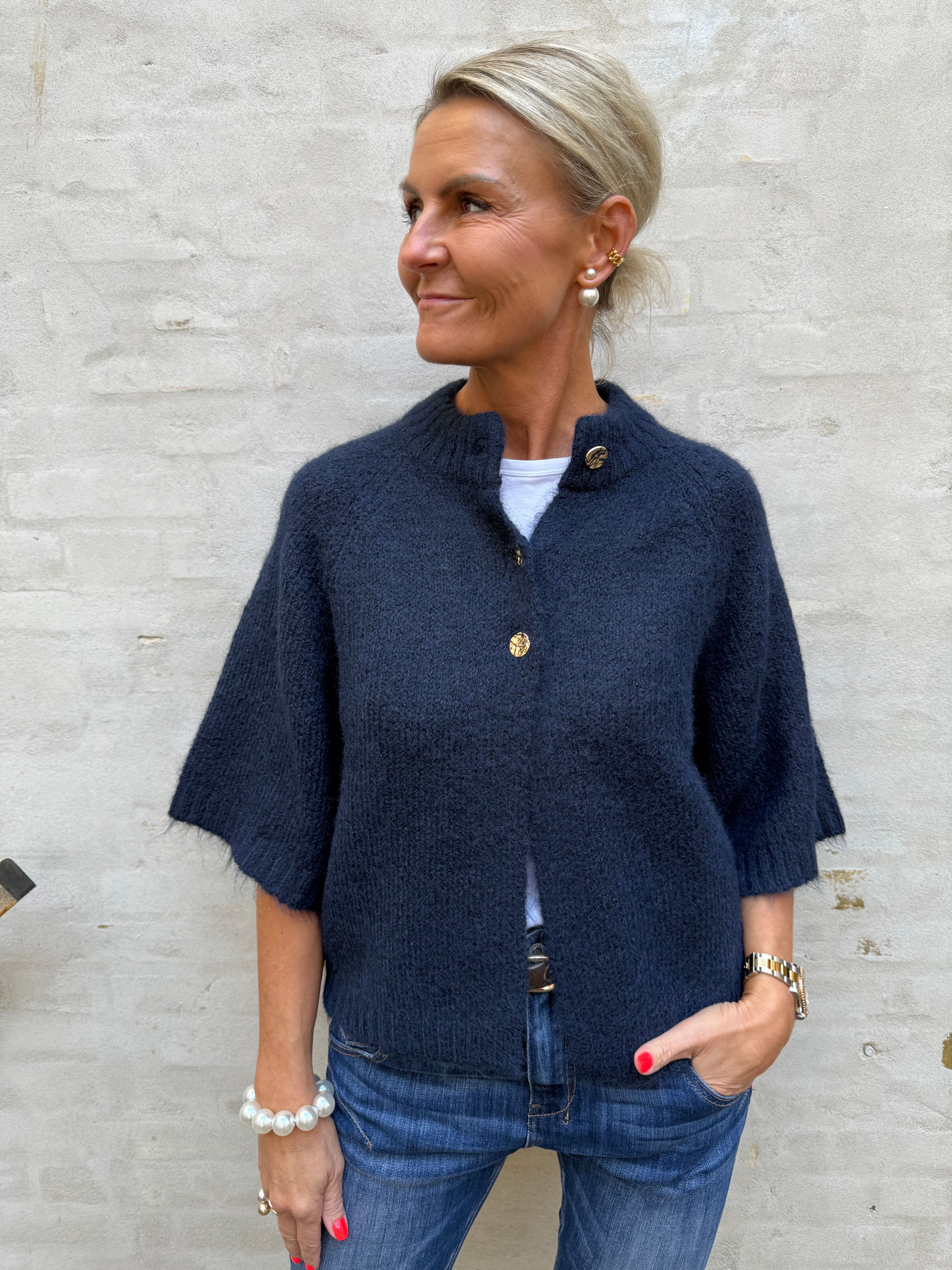 Benuta Fluffy Knit Cardigan - Navy