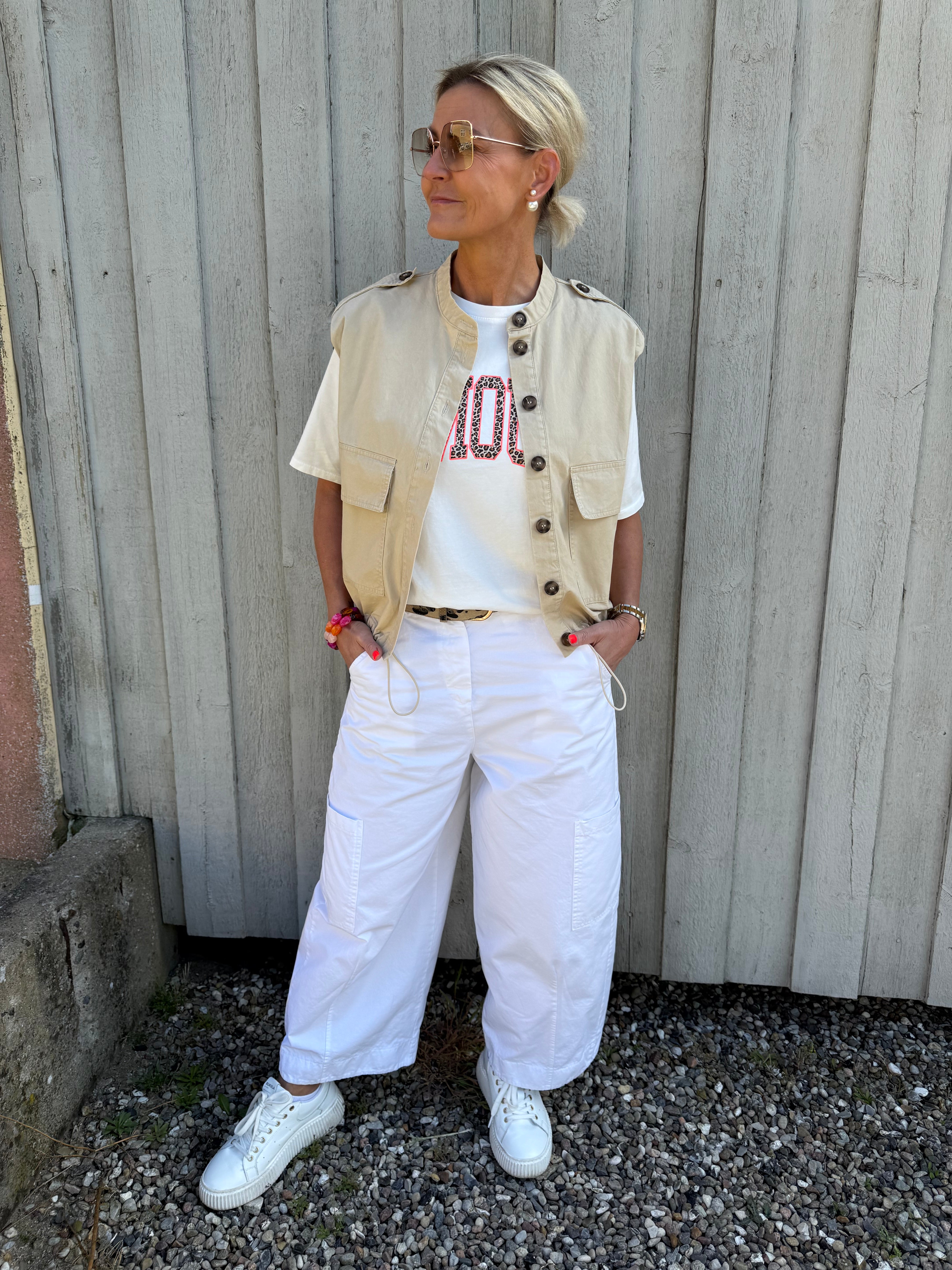 Carrie Bomber Vest- Sand