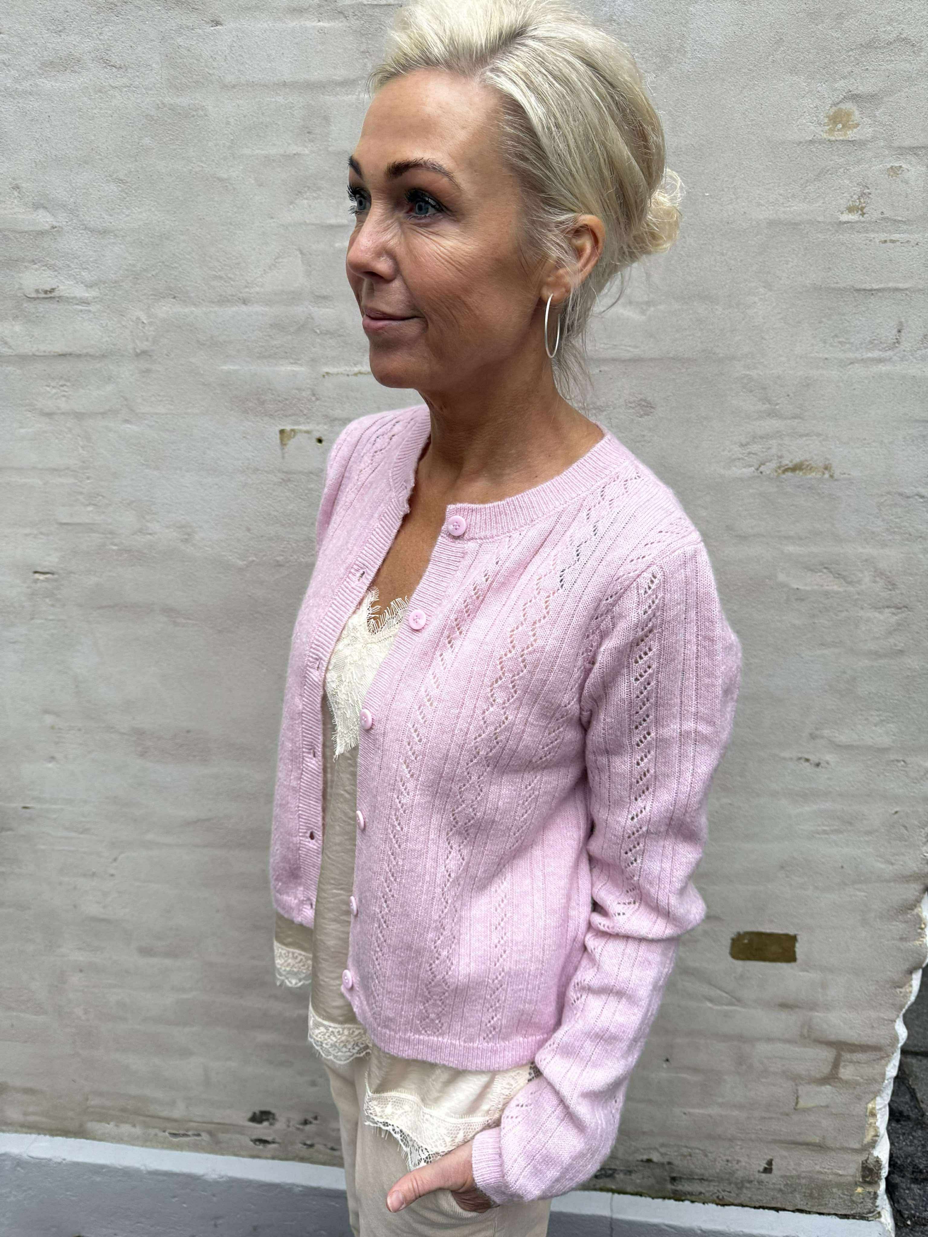 APRIL LIFE LS O-NECK CARDIGAN - Fragrant Lilac MELANGE