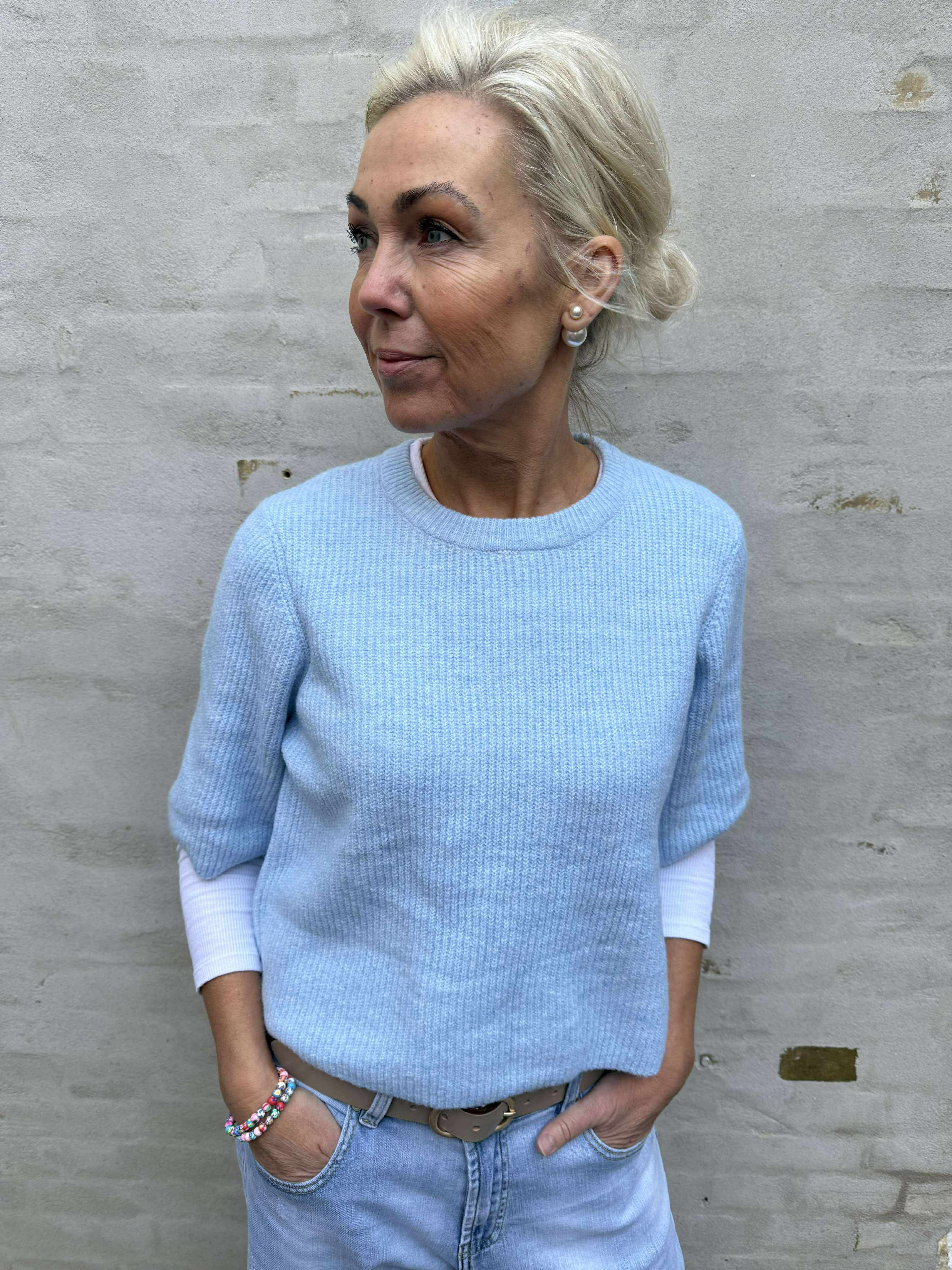 SILLY SS O-NECK KNIT - Cashmere Blue MELANGE
