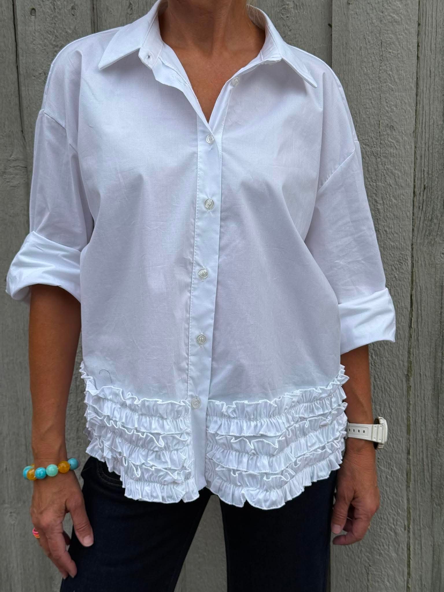 Ruffle Shirt - Vit