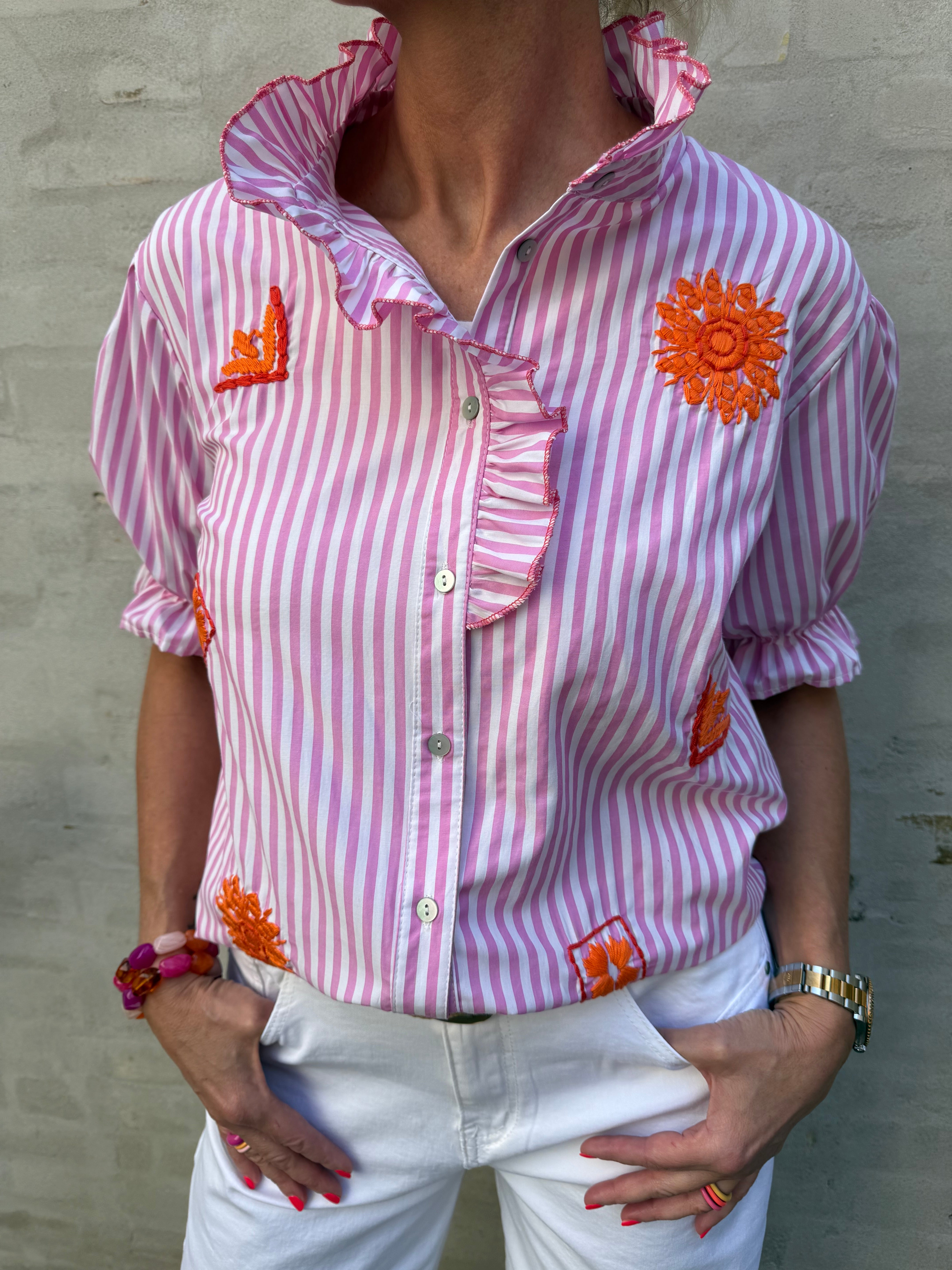 Ebba Shirt - White/Pink/Orange