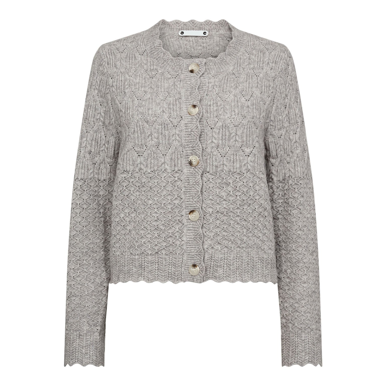 Pointelle Cardigan - Pale Grey