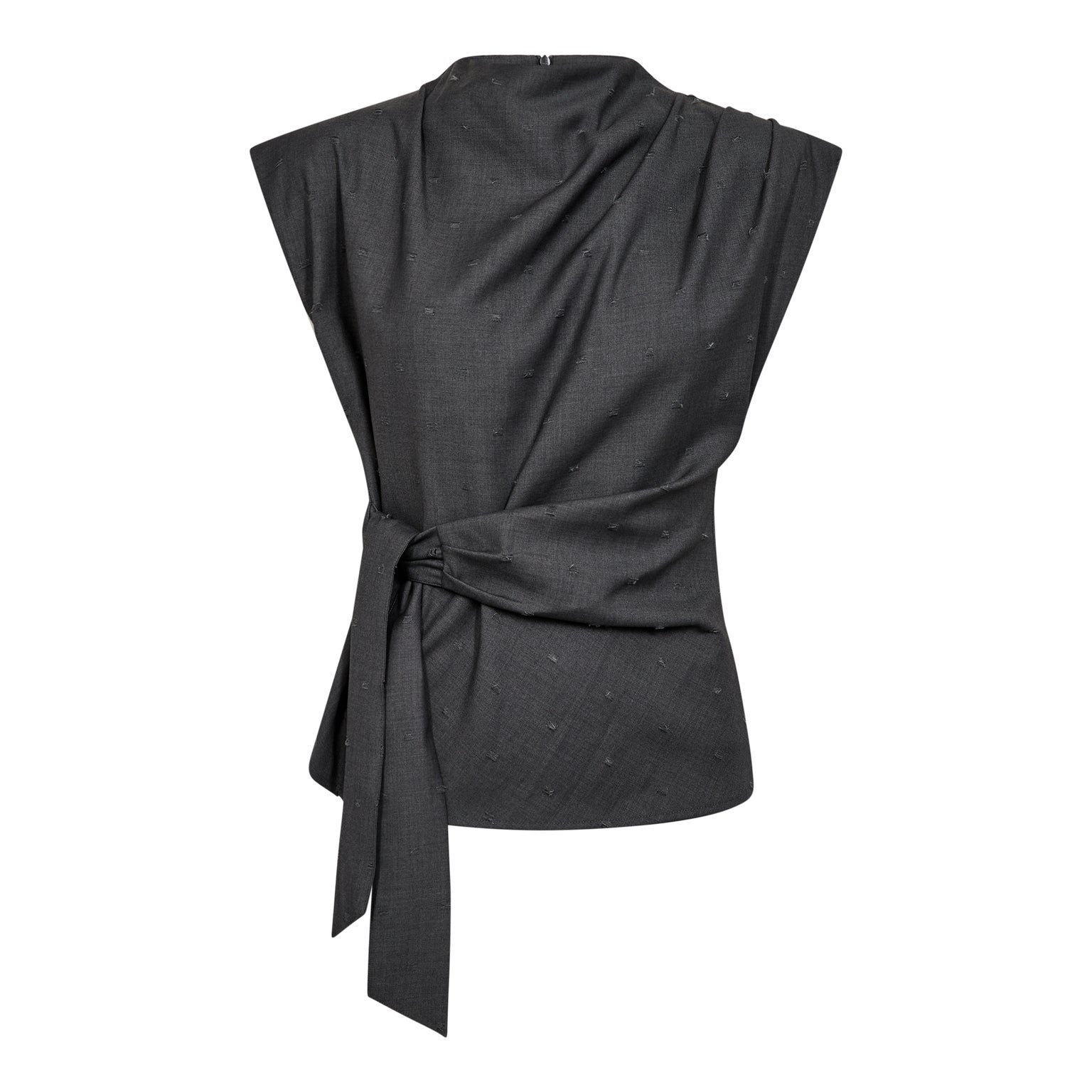 Saga Pleat Top - Mid Grey