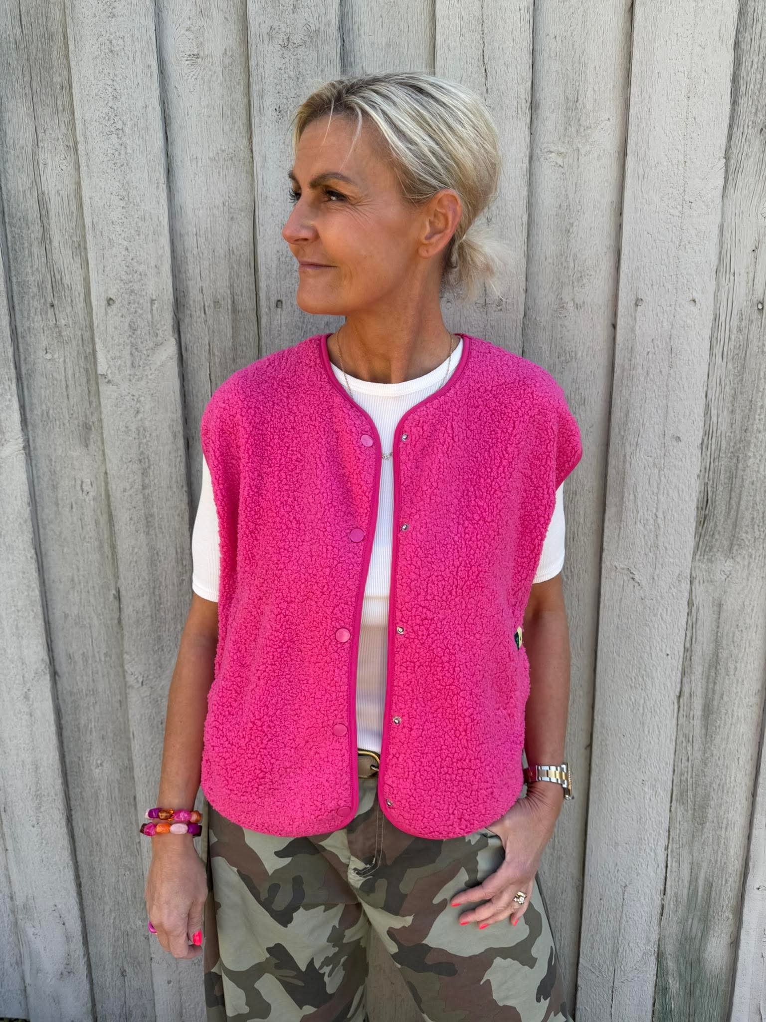 KATTY TEDDY VEST - Shocking Pink