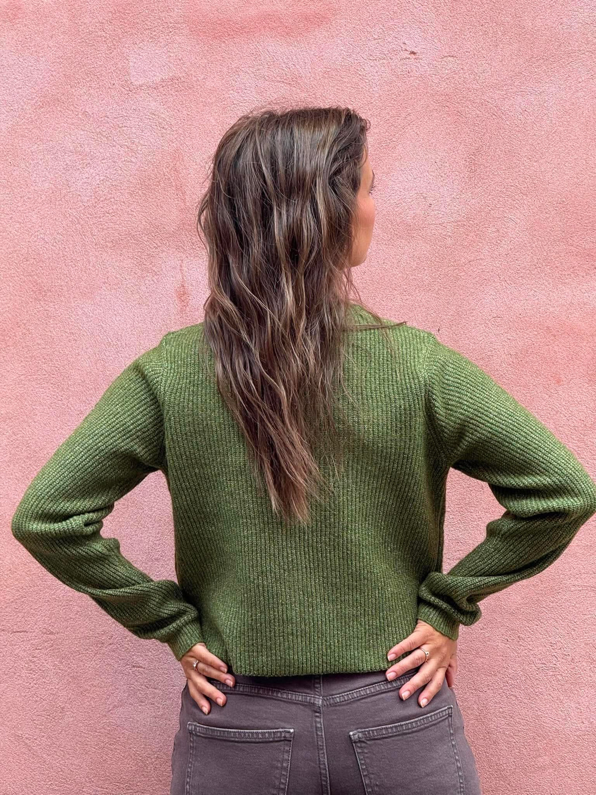 SILLY LS O-NECK KNIT CARDIGAN - Sphagnum MELANGE