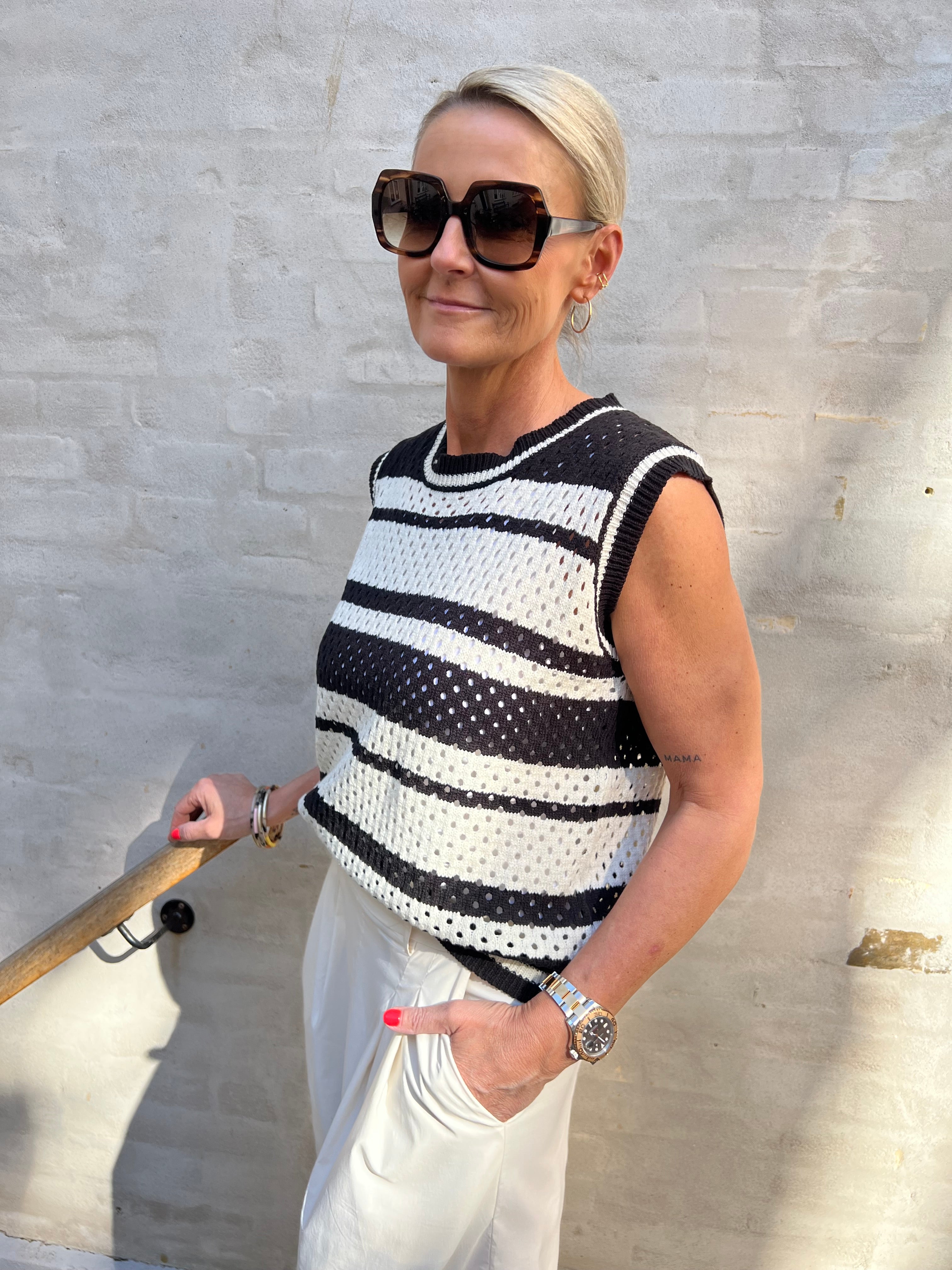 Hoopa Knit Top OffWhite-Black