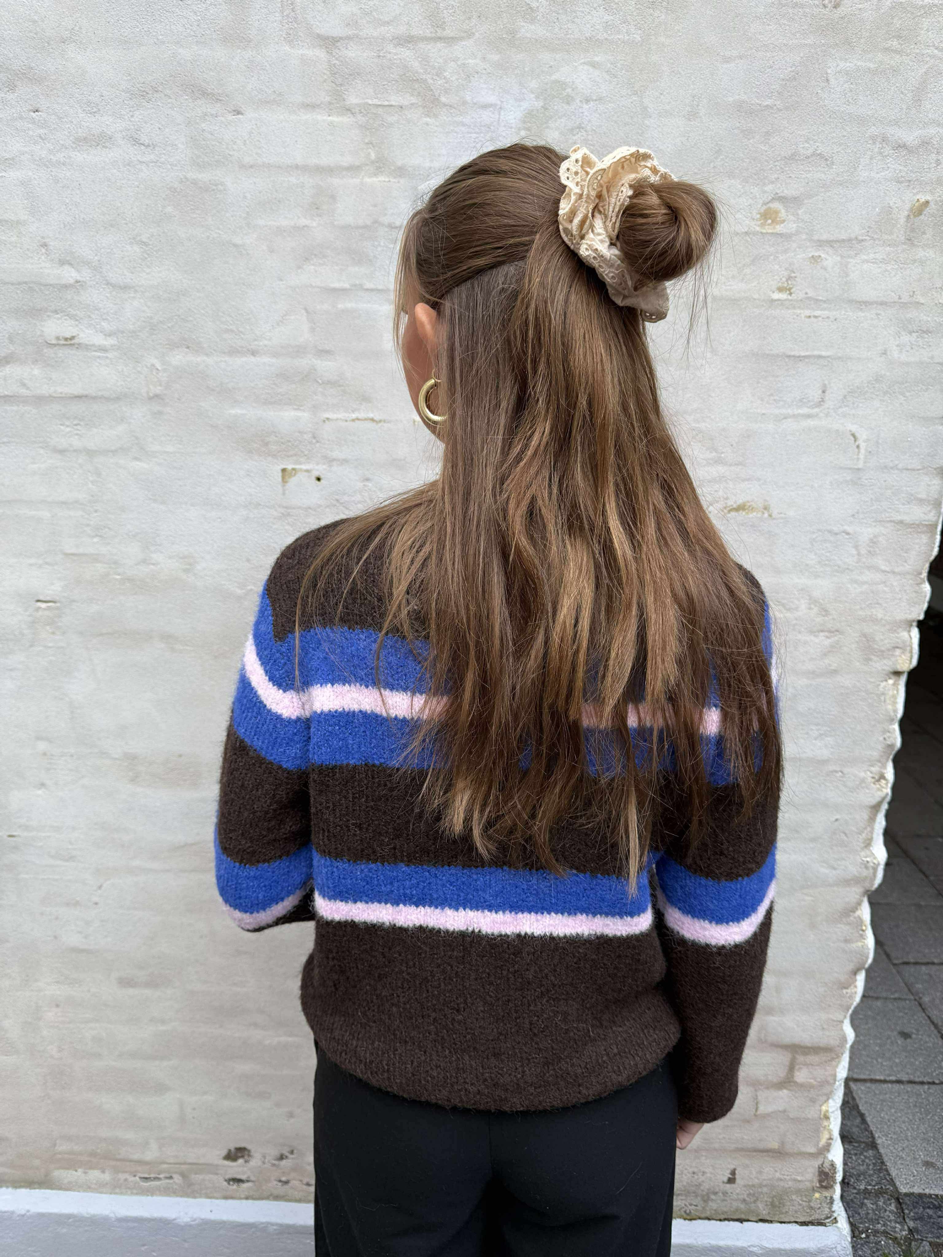 GALIA KNIT PULLOVER - Cocoa Brown Blue/pink lady