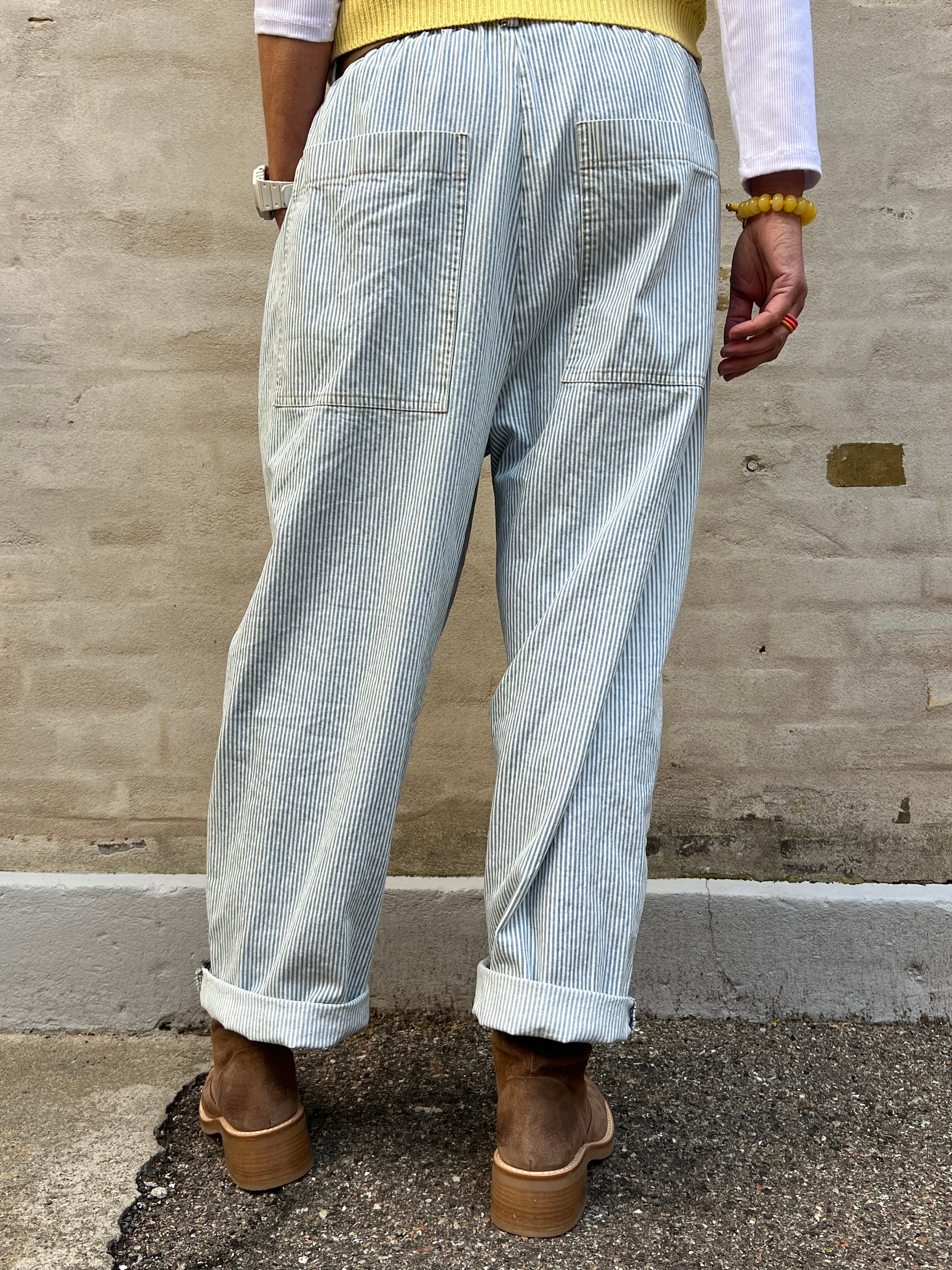 Paola randiga byxor - ljusblå