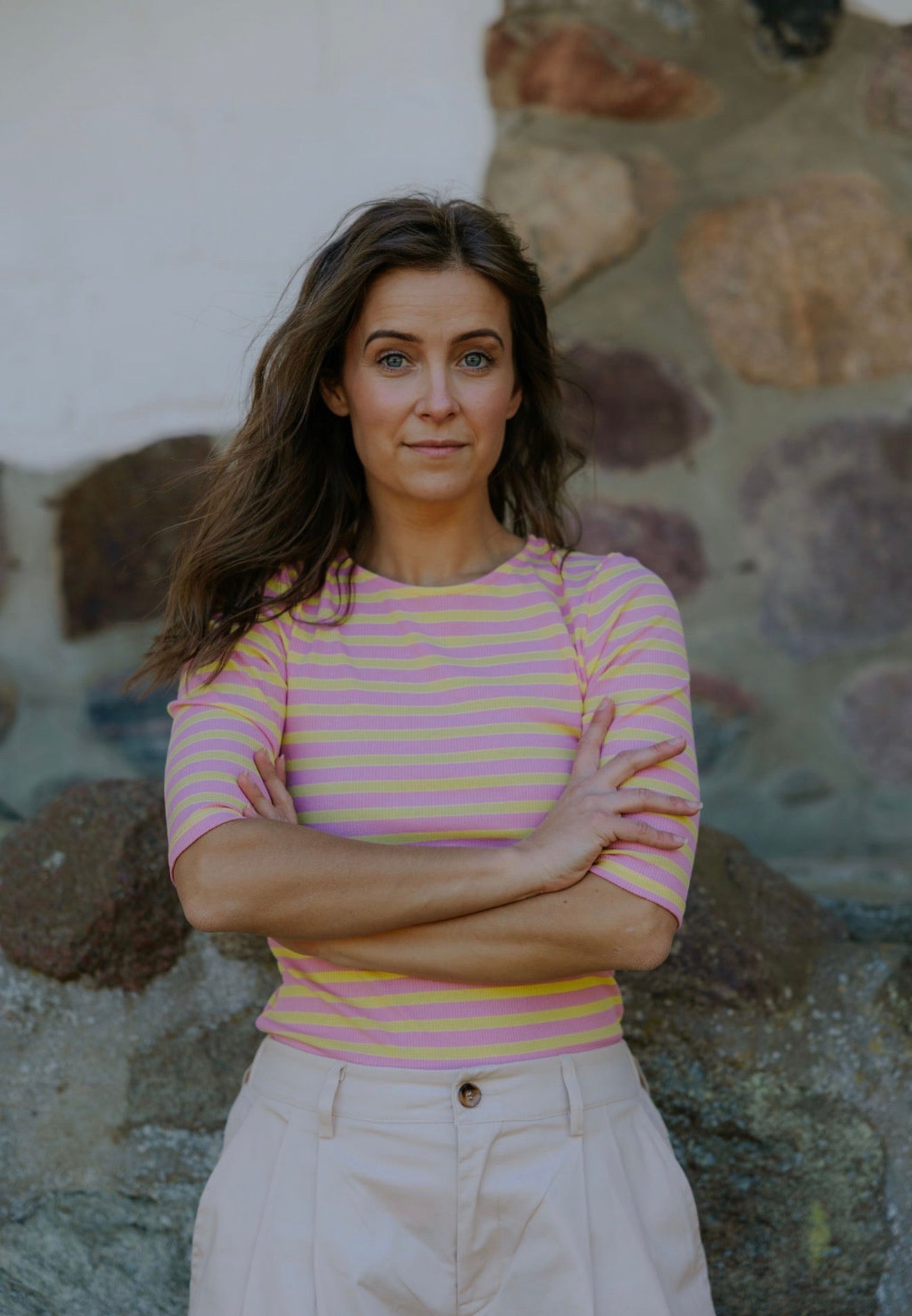 Everyday Stripes SS Blouse - Pink/Yellow