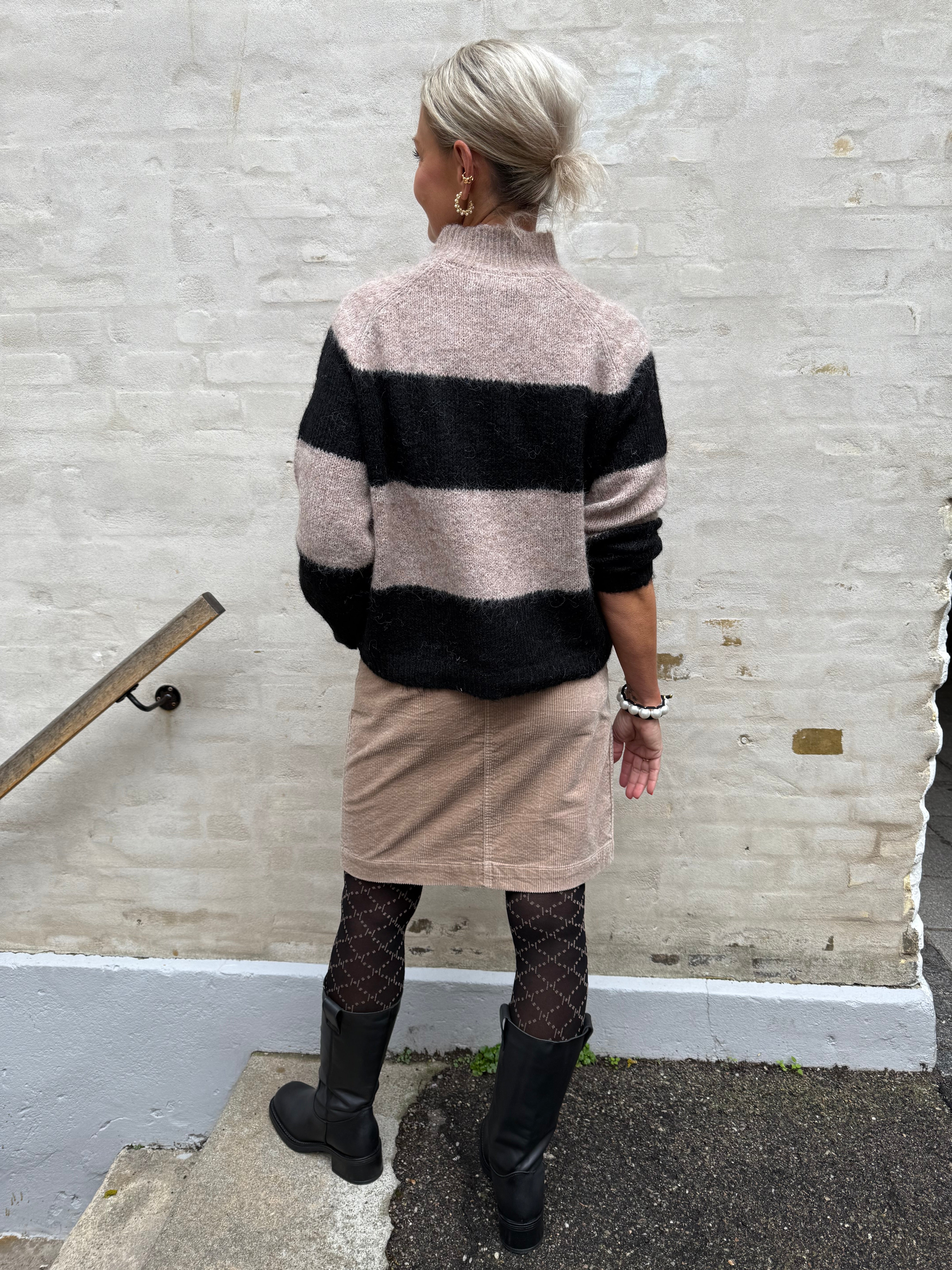 Corduroy Button Skirt - Beige