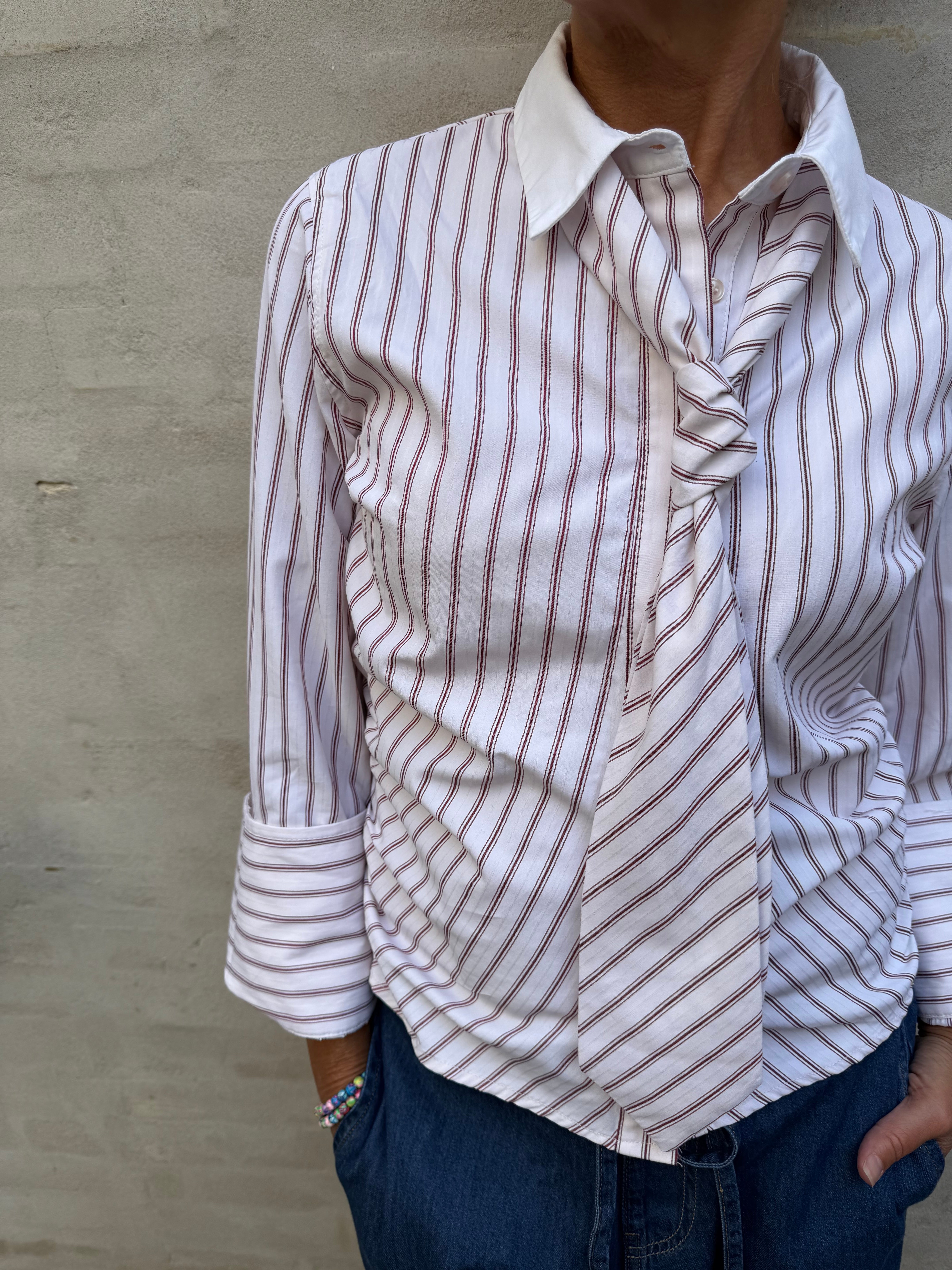 Francesca Stripe Shirt - Rose