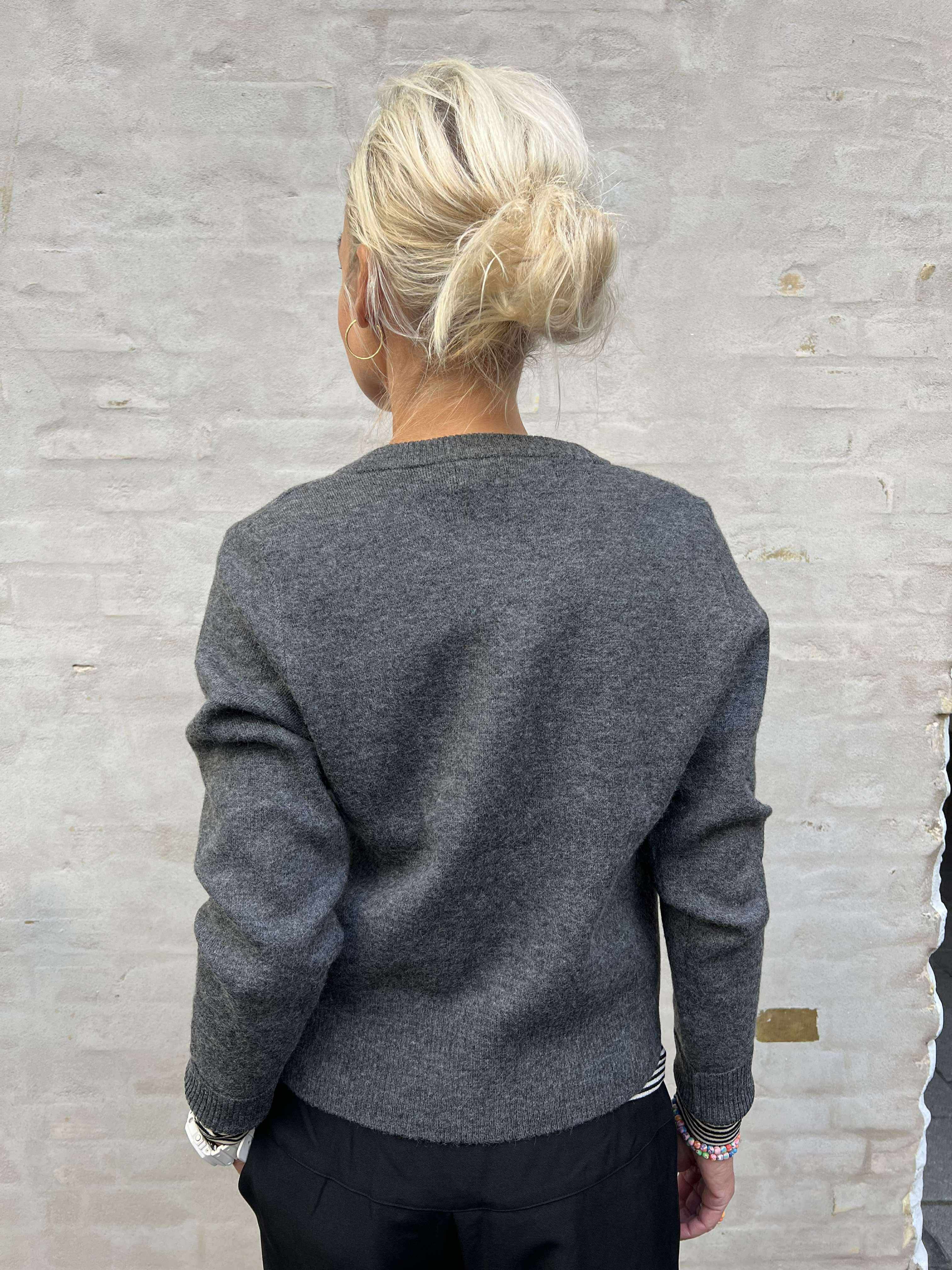 KACY LS O-NECK CARDIGAN - Medium Grey Melange