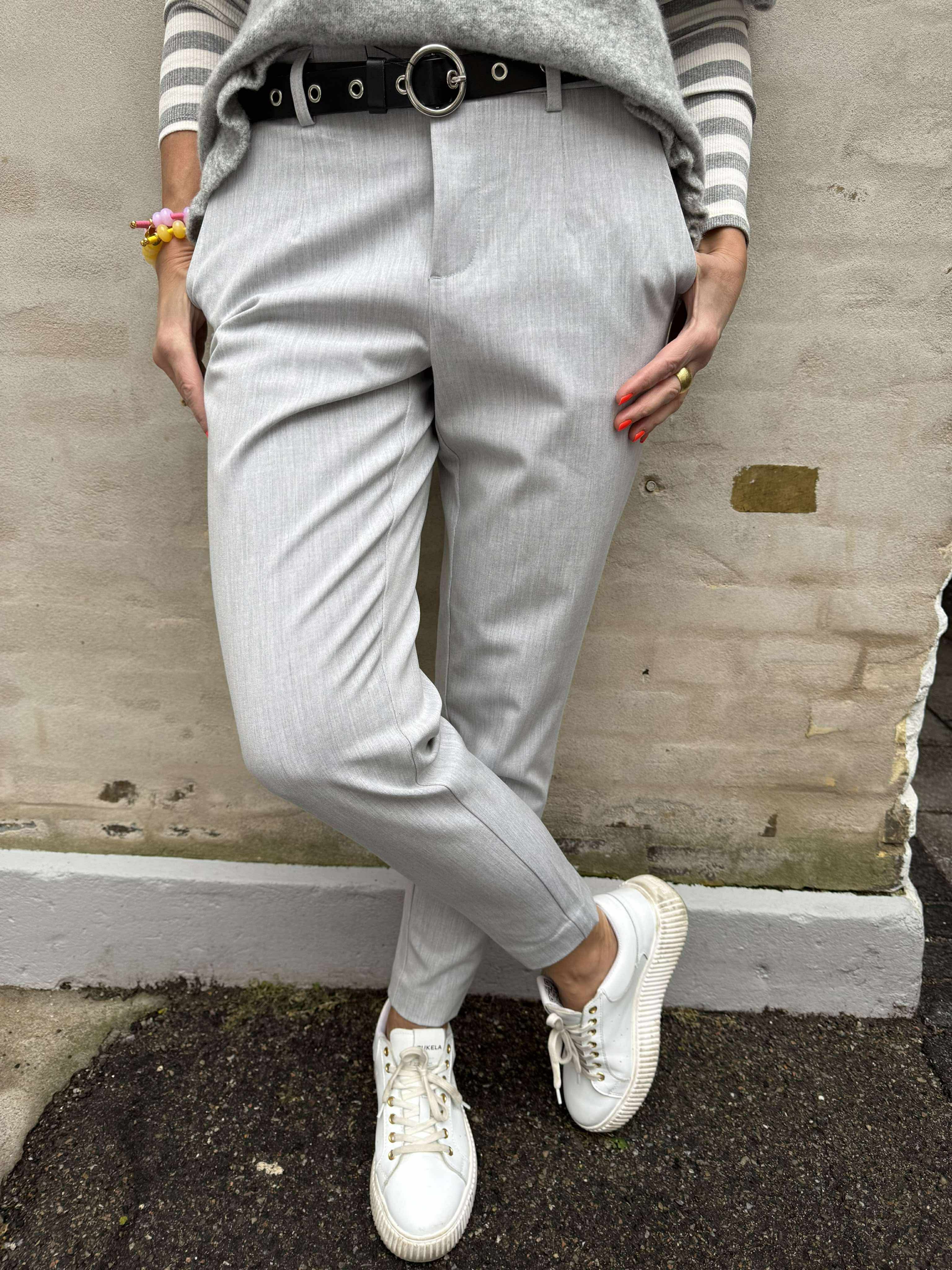 Lisa SLIM Pant - Light Grey Melange