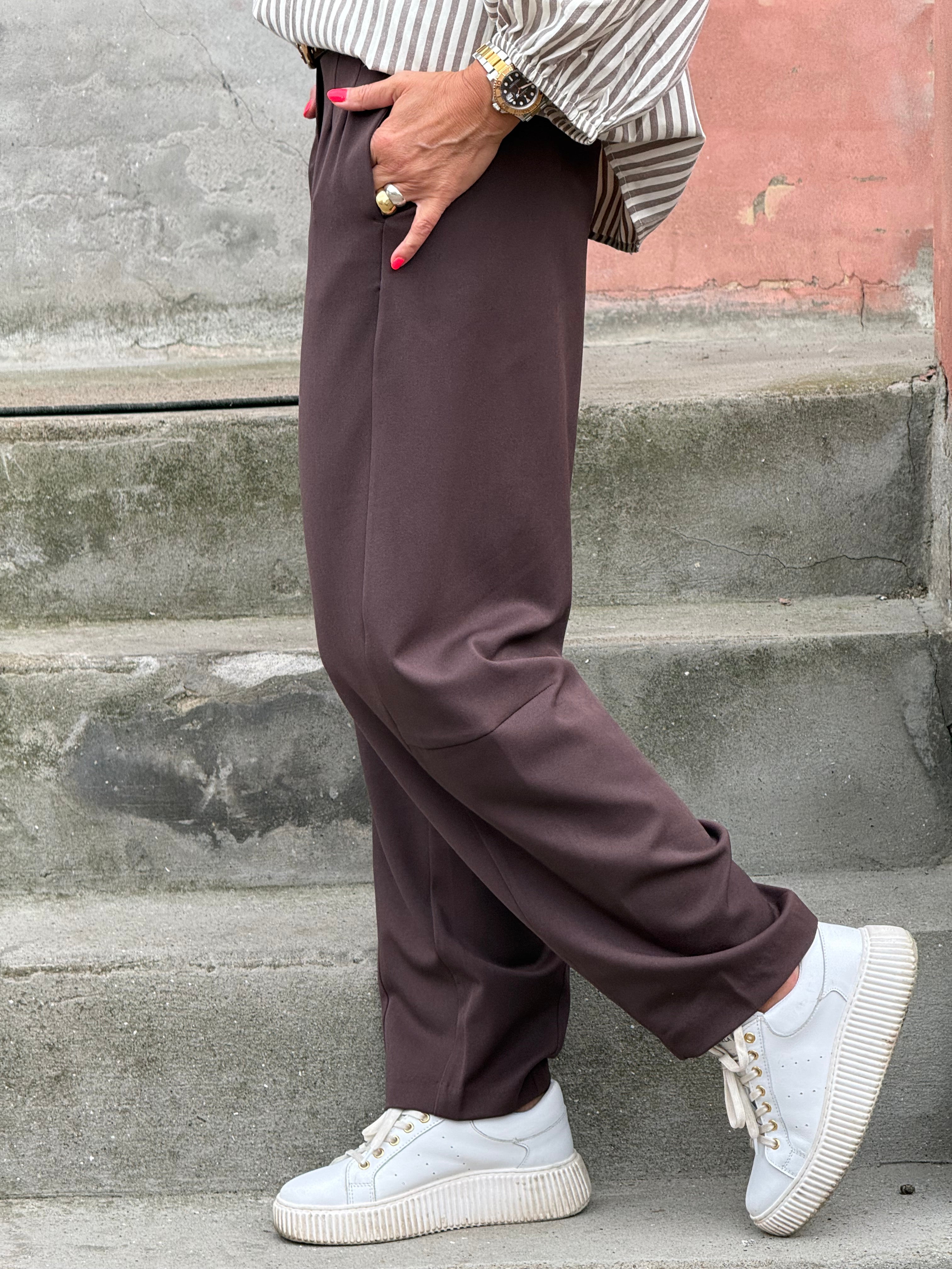 PREORDER-LISA HW ANKLE BARREL PANT - Seal Brown