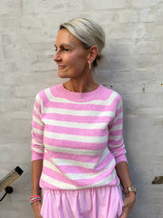 DOFFY O-NECK BLOUSE - Fuchsia Pink/BIRCH