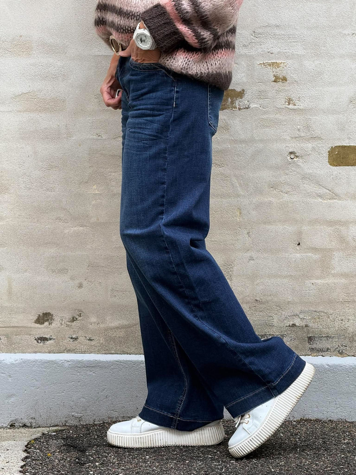 Emee HW Wide Leg Jeans - Dark Blue