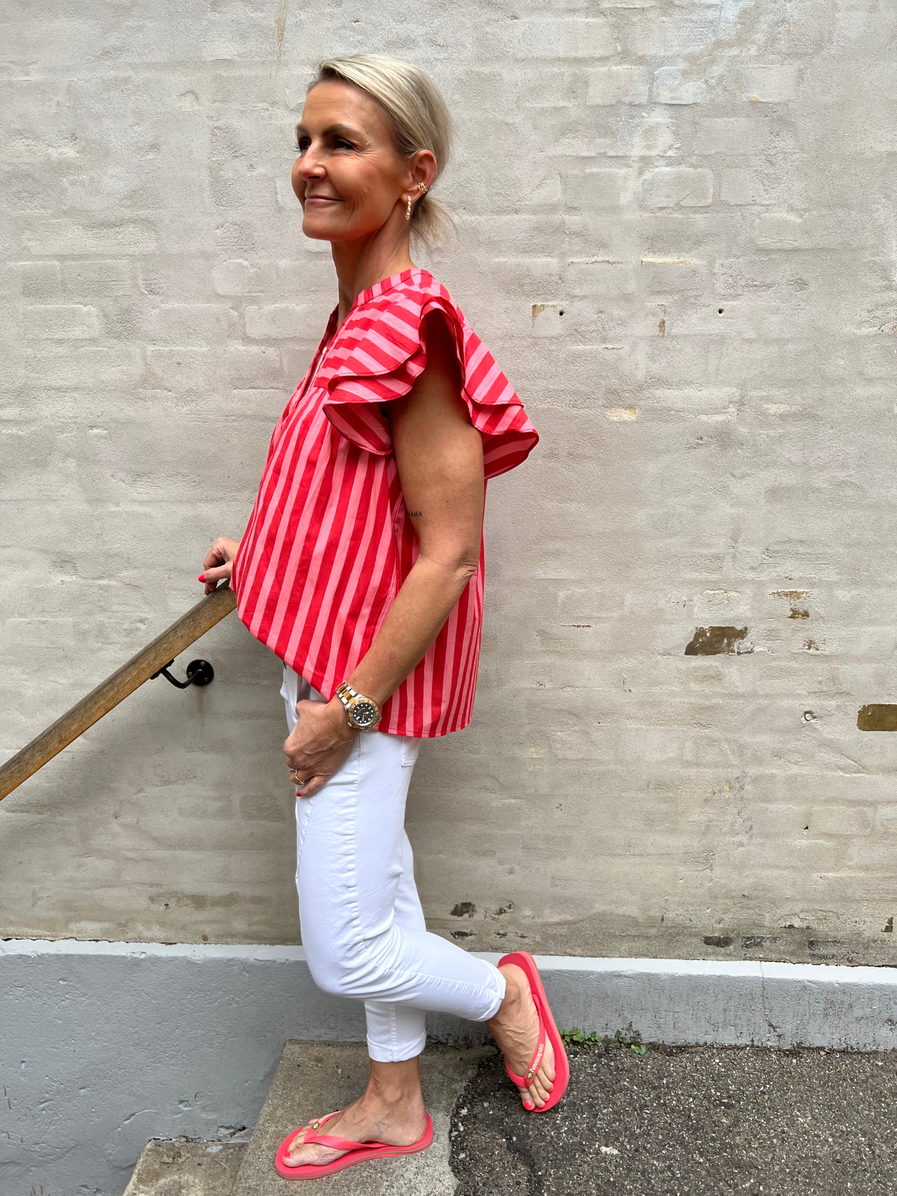 Christel Stripe Top - Stripe Pink