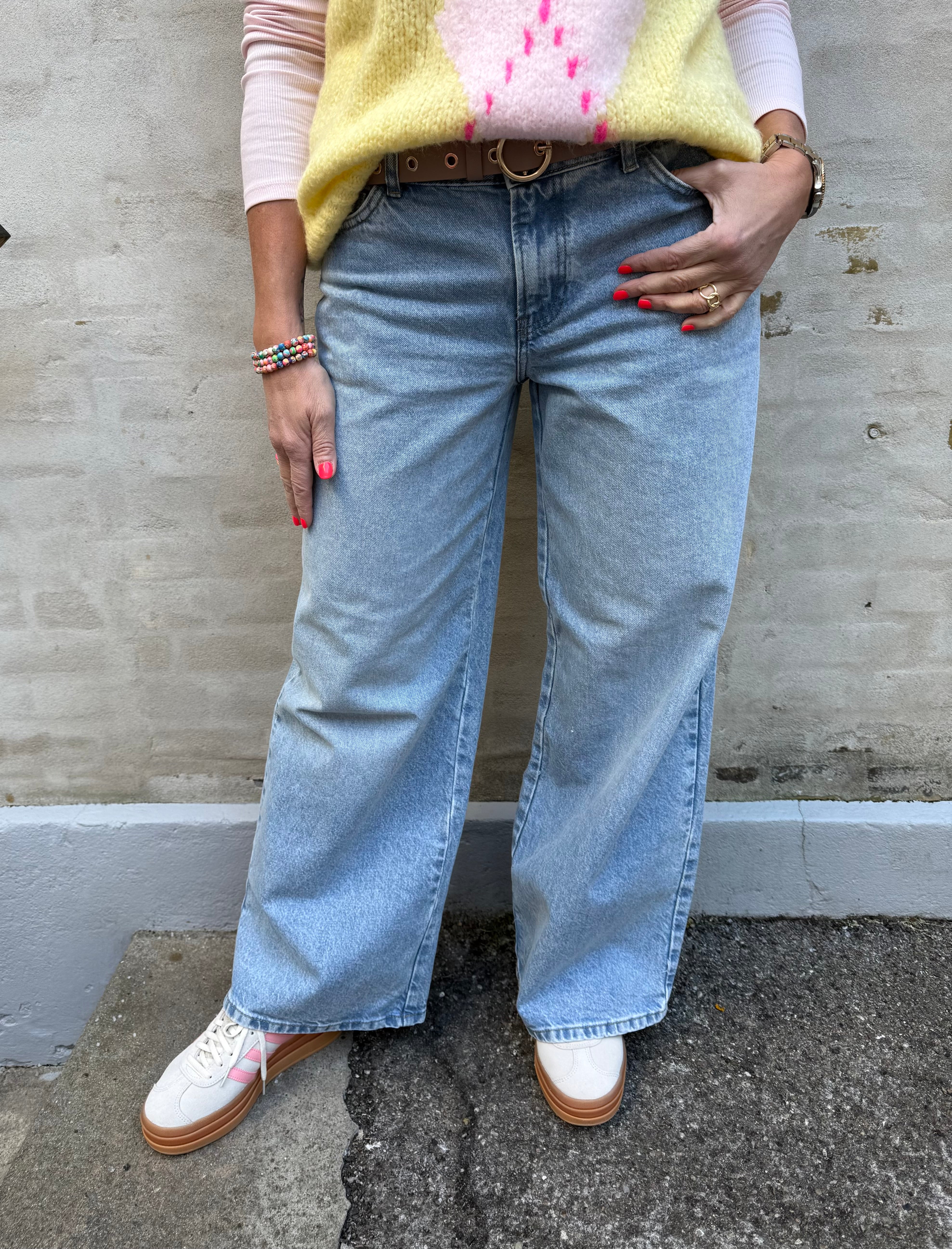 Selma low waist wide jeans - Light Blue Denim