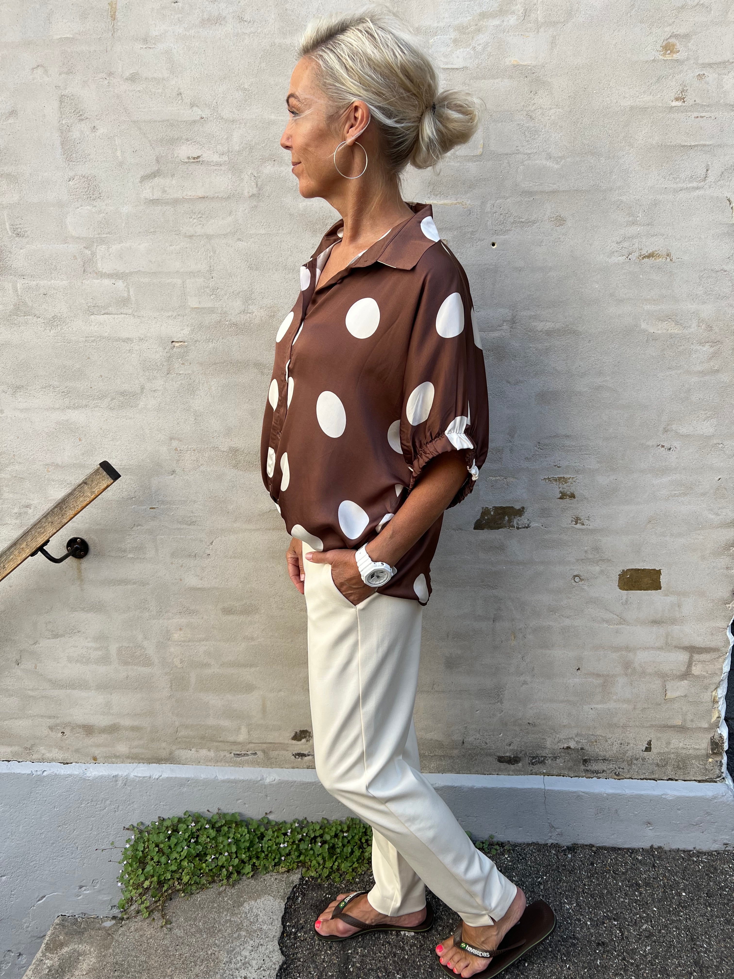 PREORDER-MABEL shirt blouse - Mocca Dot